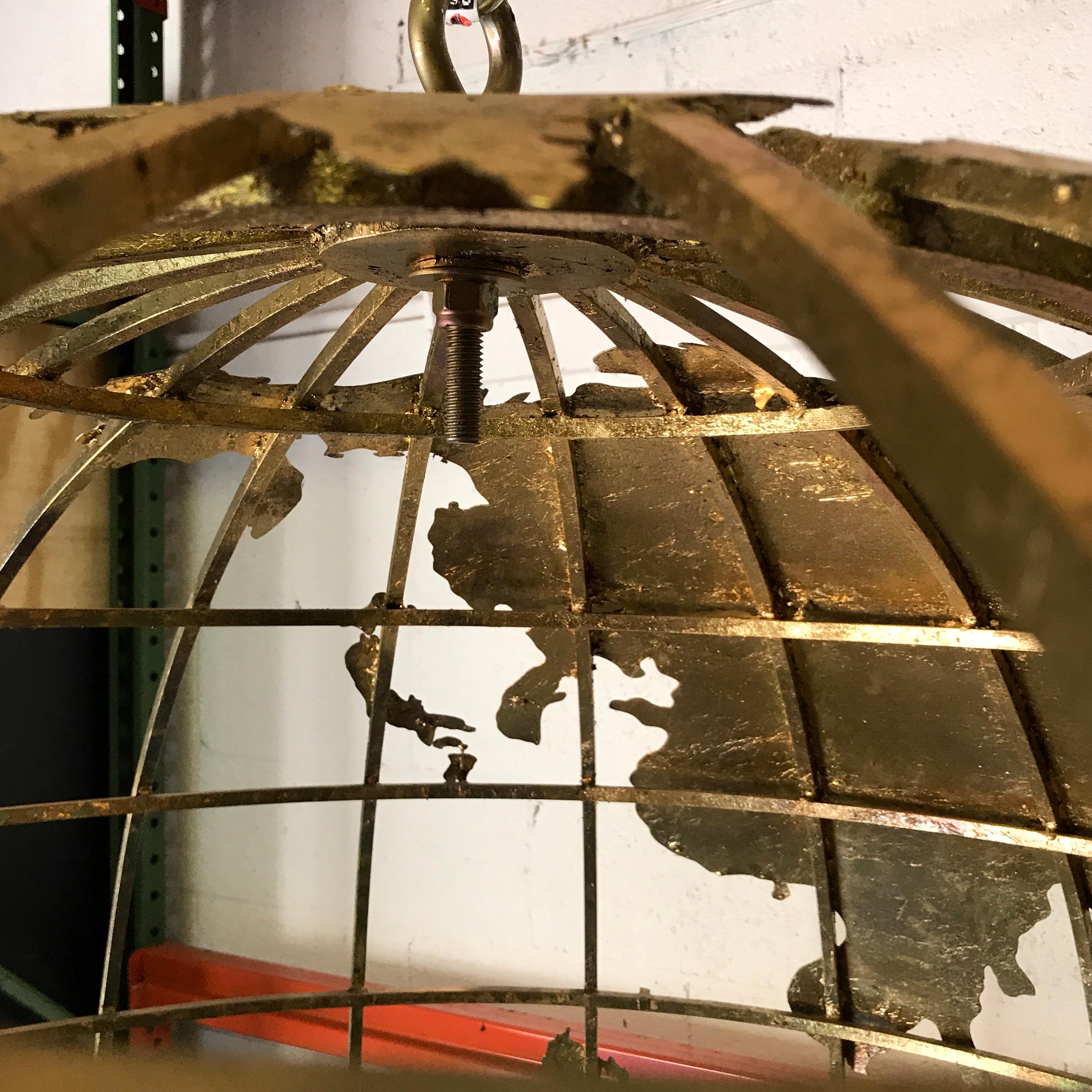 Huge Three Dimensional Gilt Metal World Globe Sculpture 1