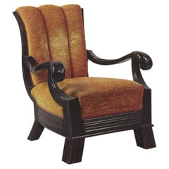 Huge Throne, Otto Prutscher Attributed Chair, Beechwood and Floral Upholstery