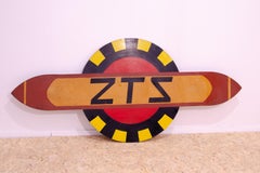 Huge tin advertising sign from the 80s with the letters ZTS