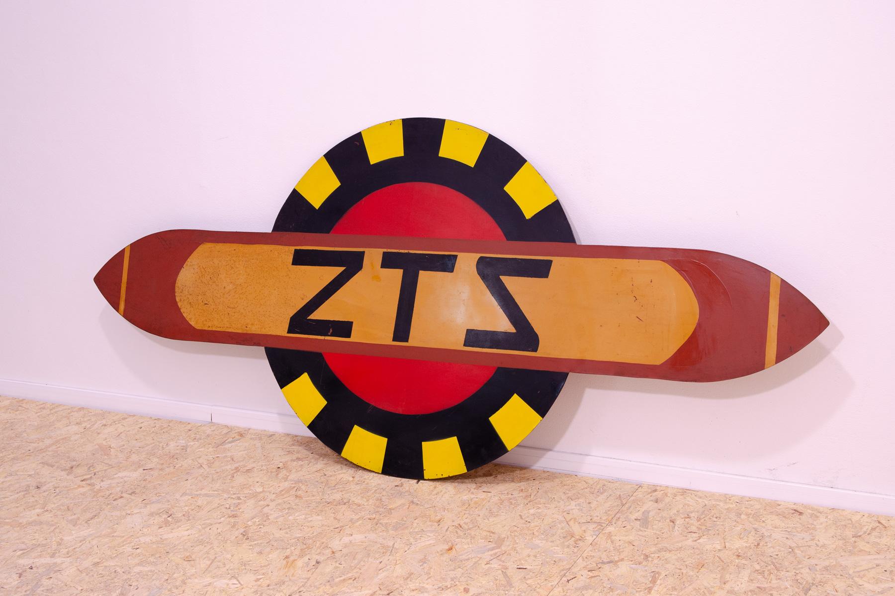 Late 20th Century Huge tin advertising sign from the 80s with the letters ZTS For Sale