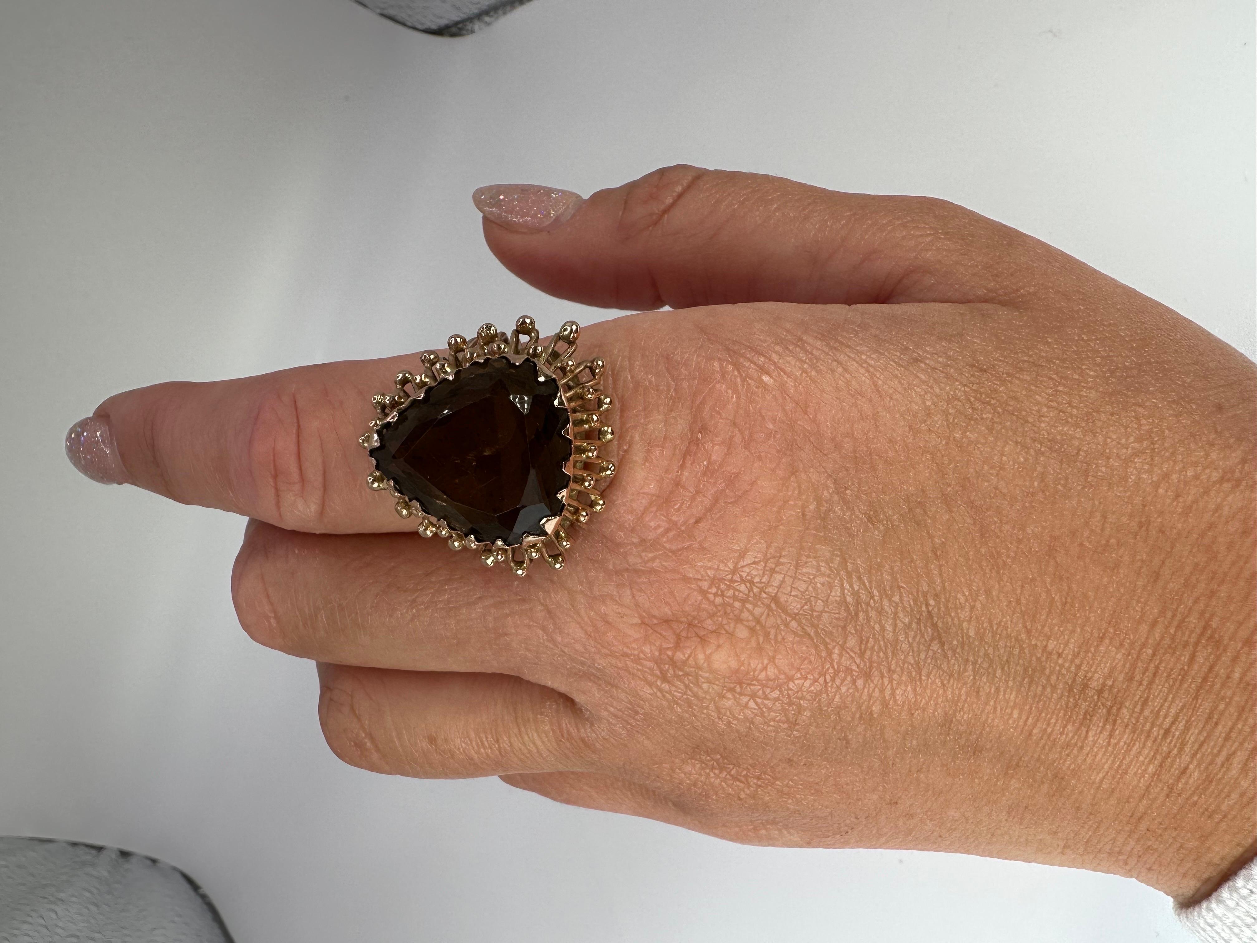Huge Topaz Ring Cocktail Ring 14 Karat Gold Trillion Topaz Ring Natural In New Condition For Sale In Jupiter, FL