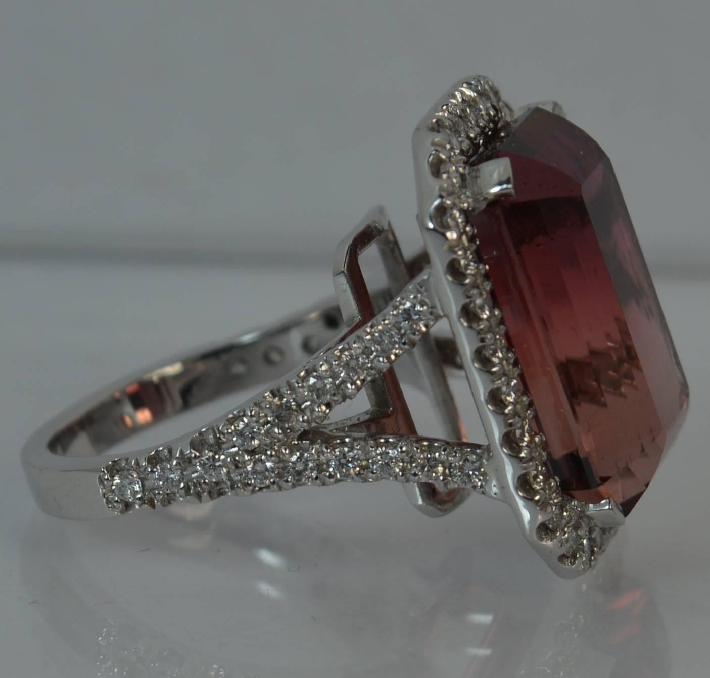 Huge Tourmaline and Diamond 18 Carat White Gold Cluster Cocktail Ring 4