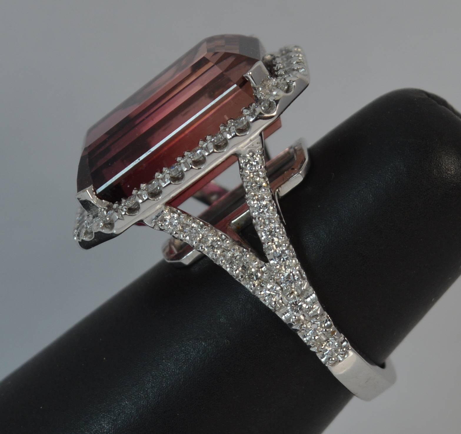 Huge Tourmaline and Diamond 18 Carat White Gold Cluster Cocktail Ring 7