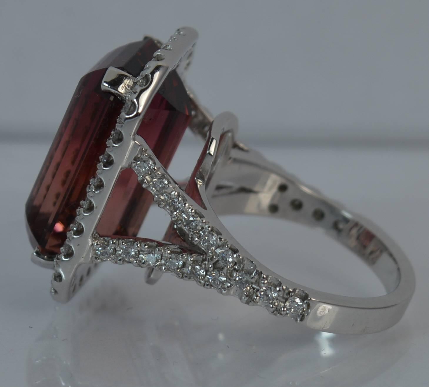 Huge Tourmaline and Diamond 18 Carat White Gold Cluster Cocktail Ring 2