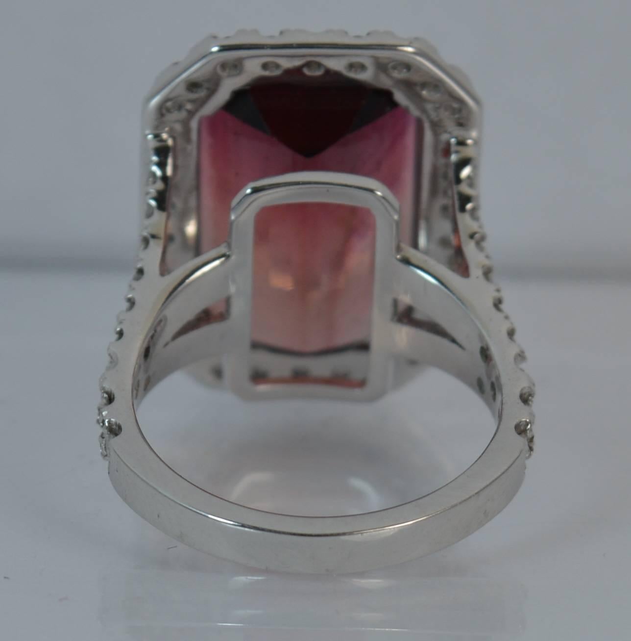 Huge Tourmaline and Diamond 18 Carat White Gold Cluster Cocktail Ring 3