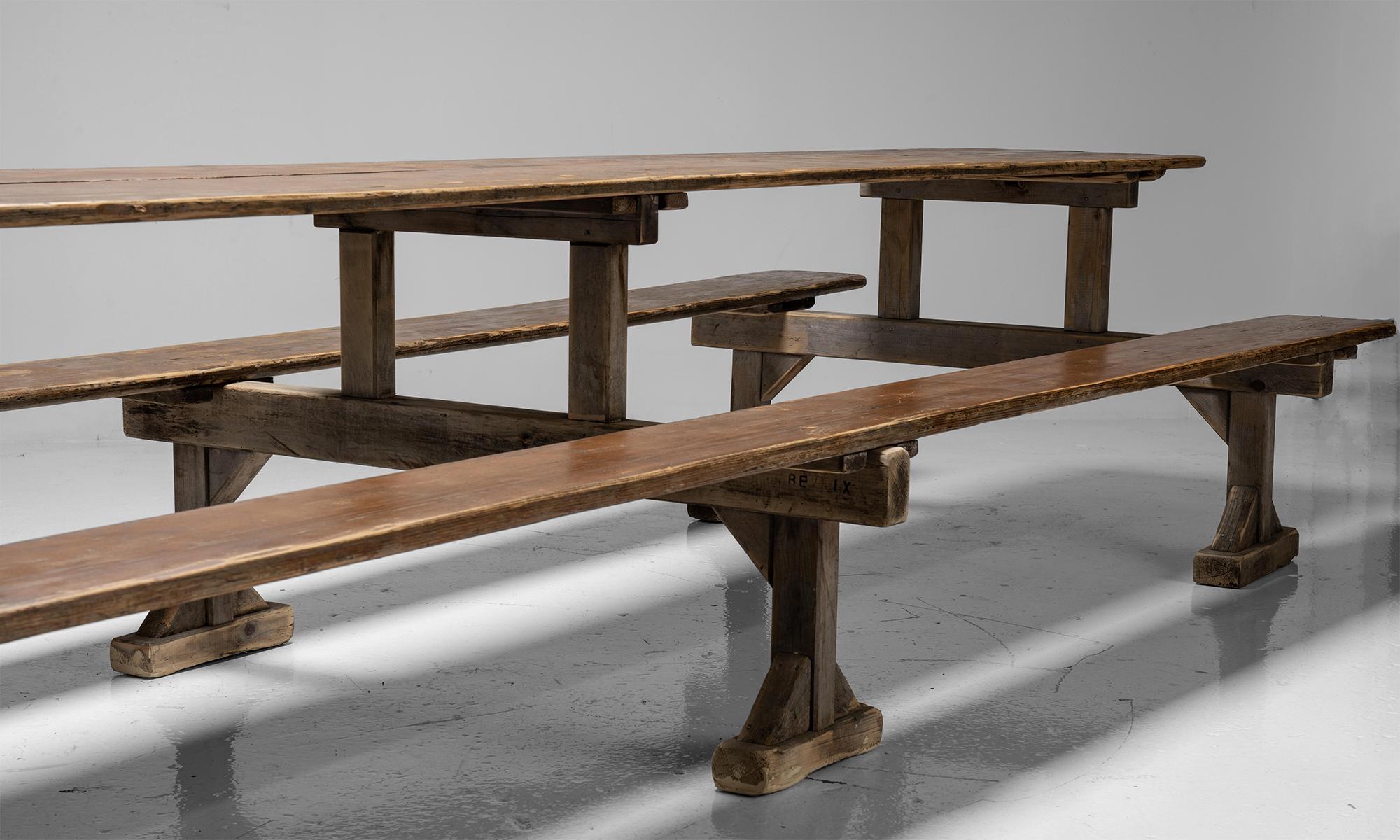 trestle table with benches