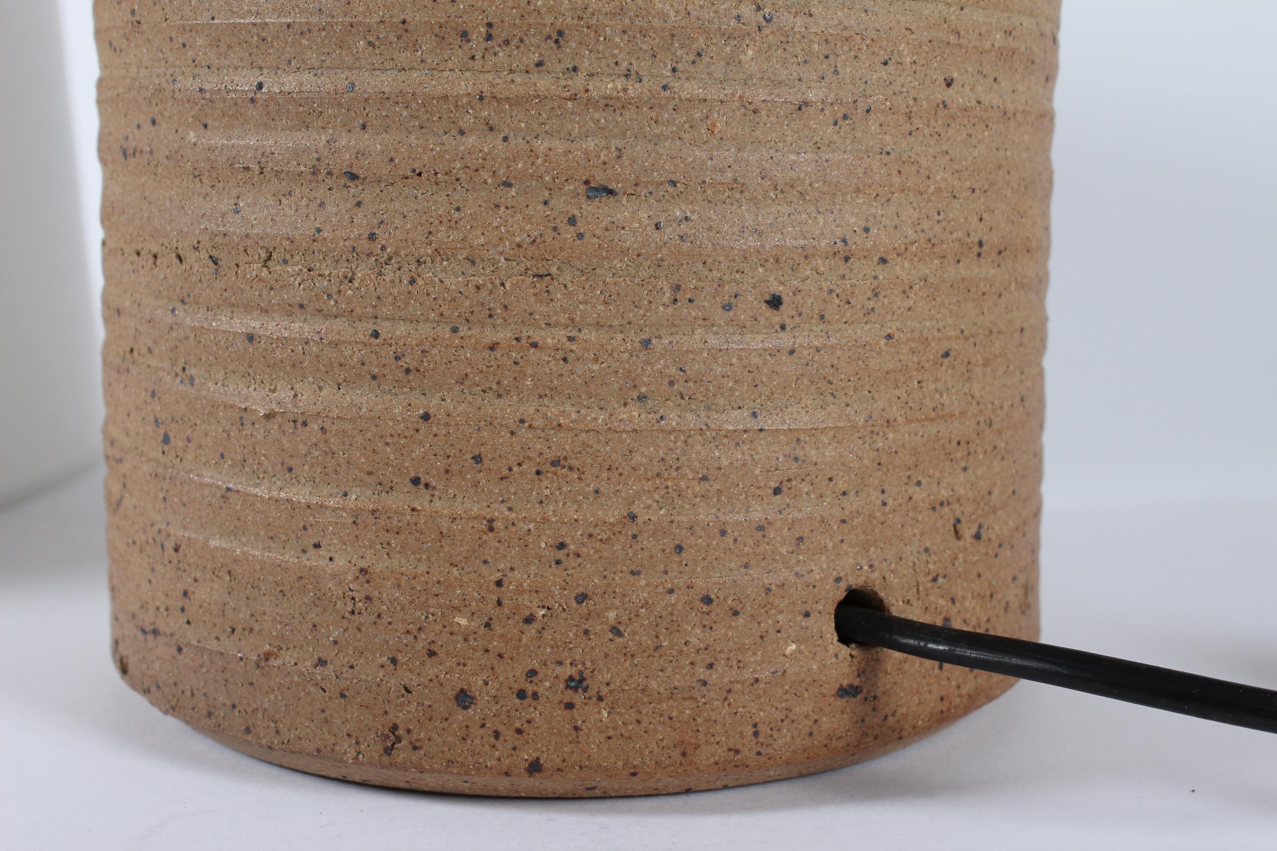 HUGE Tue Poulsen Rustic Stoneware Table Lamp 1970s Denmark with New Shade For Sale 3