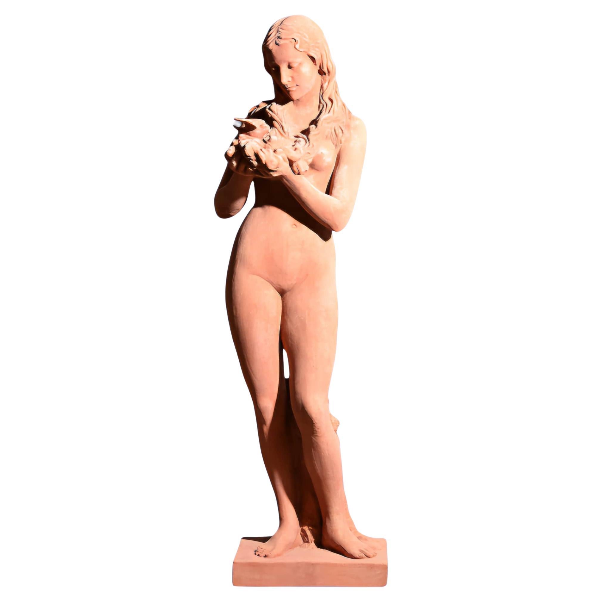 Grande statue toscanne en terre cuite - 135 cm