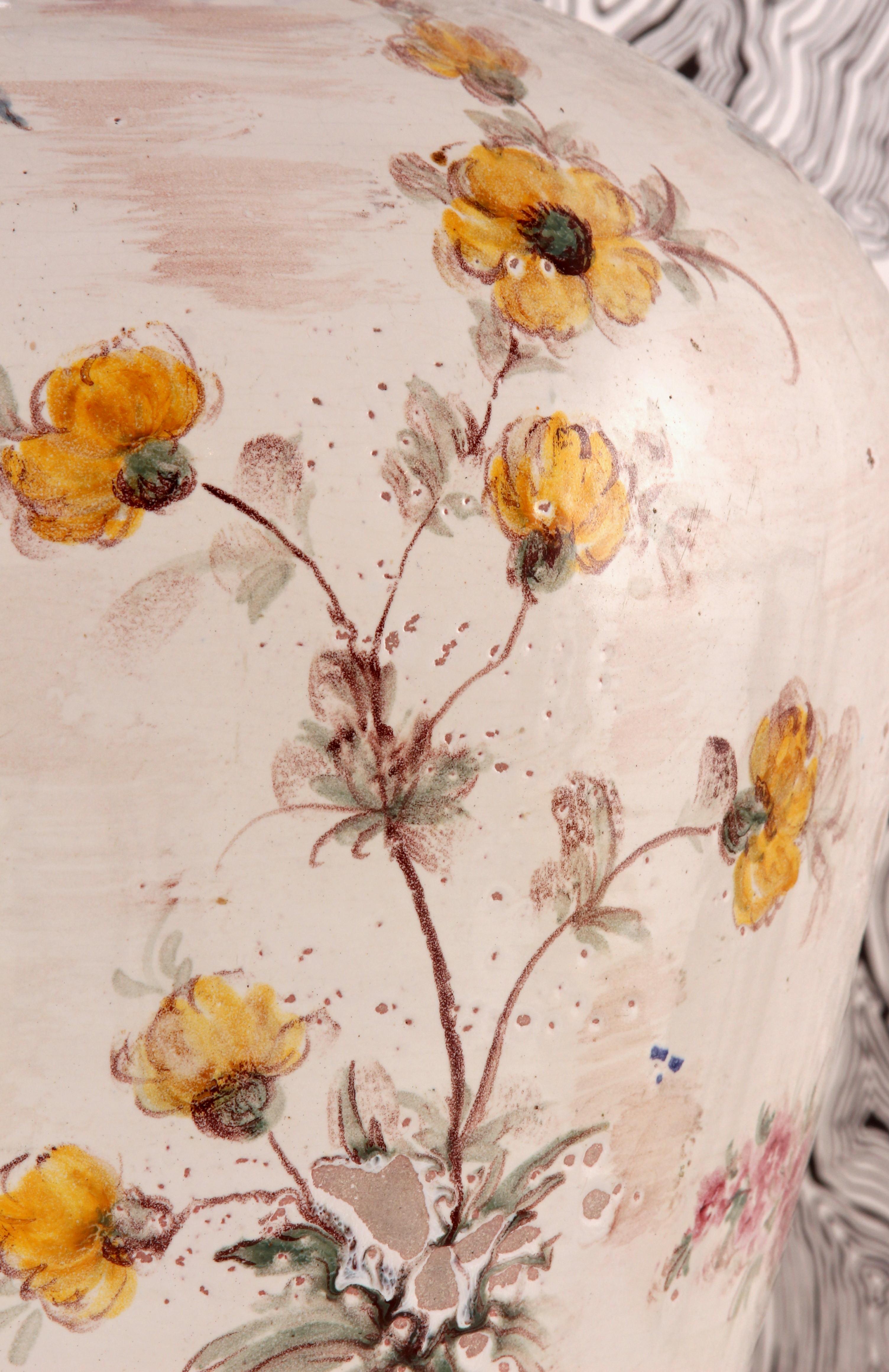 German huge Ulmer Keramik VASE design by Baroness Sybille von Rotkirch floral faience