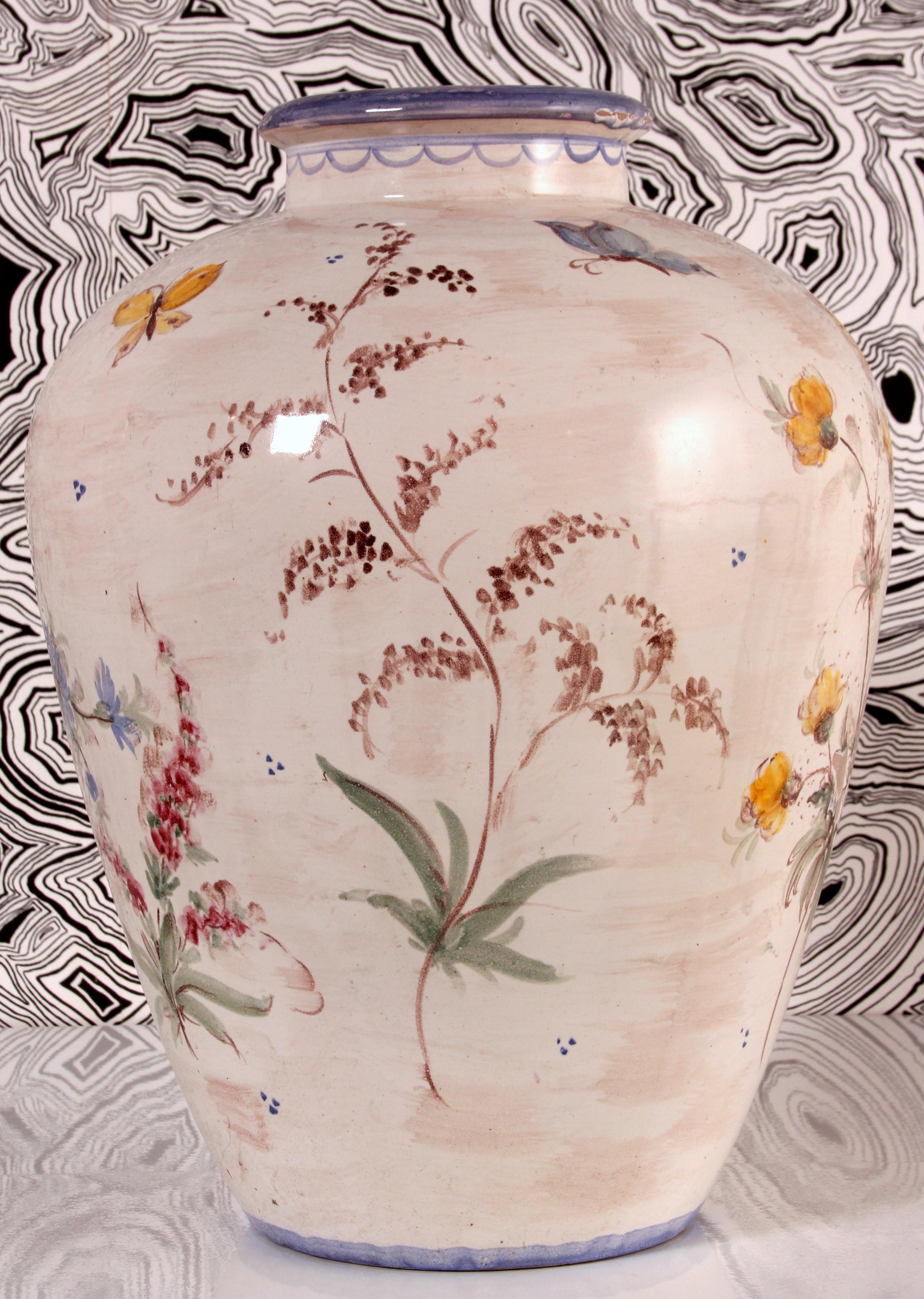 huge Ulmer Keramik VASE design by Baroness Sybille von Rotkirch floral faience In Good Condition In Landshut, BY