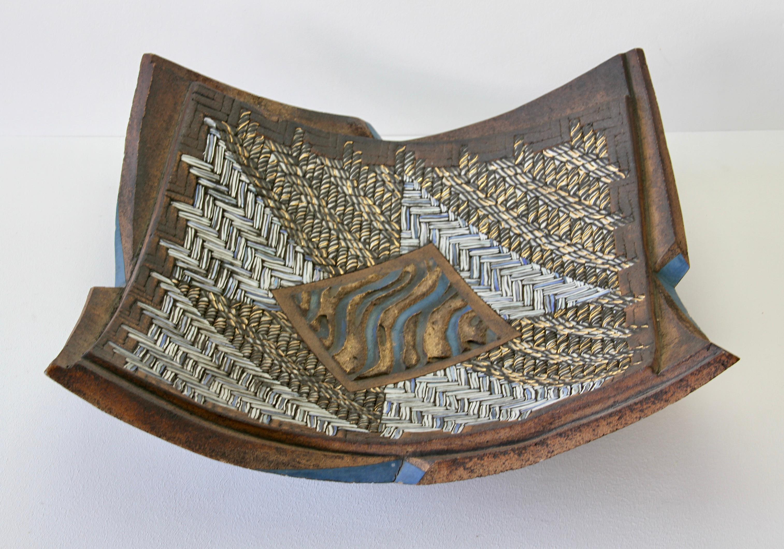 Norwegian Huge Unique Brutalist Centrepiece Inlaid Bowl by Elina Brandt-Hansen circa 1990s For Sale