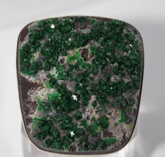Huge Uvarovite ring 9 size, Green garnet ring