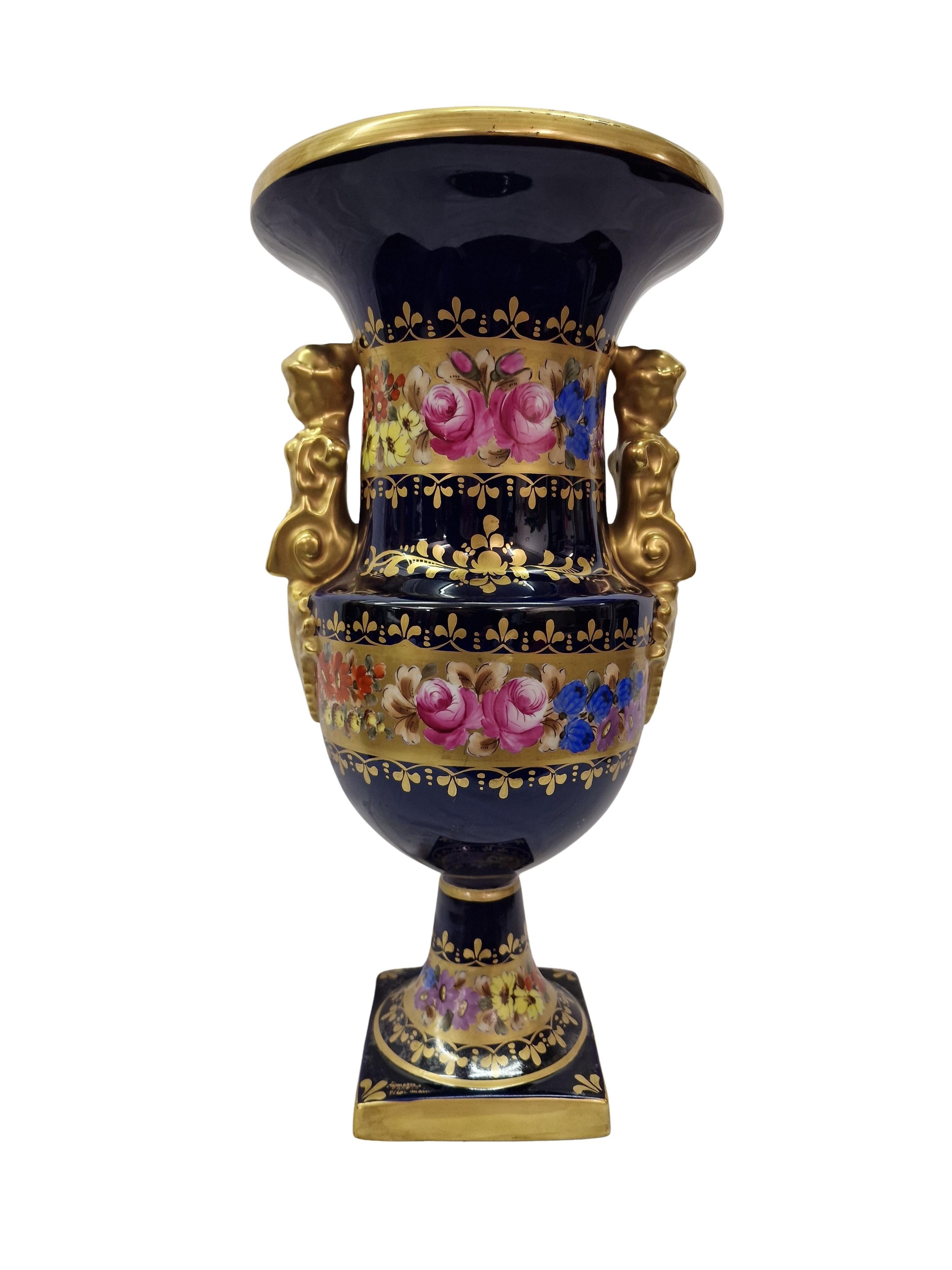 vaso enorme, vaso a cratere, dipinto a mano, firmato, anni '50, Limoges, Francia in vendita 6