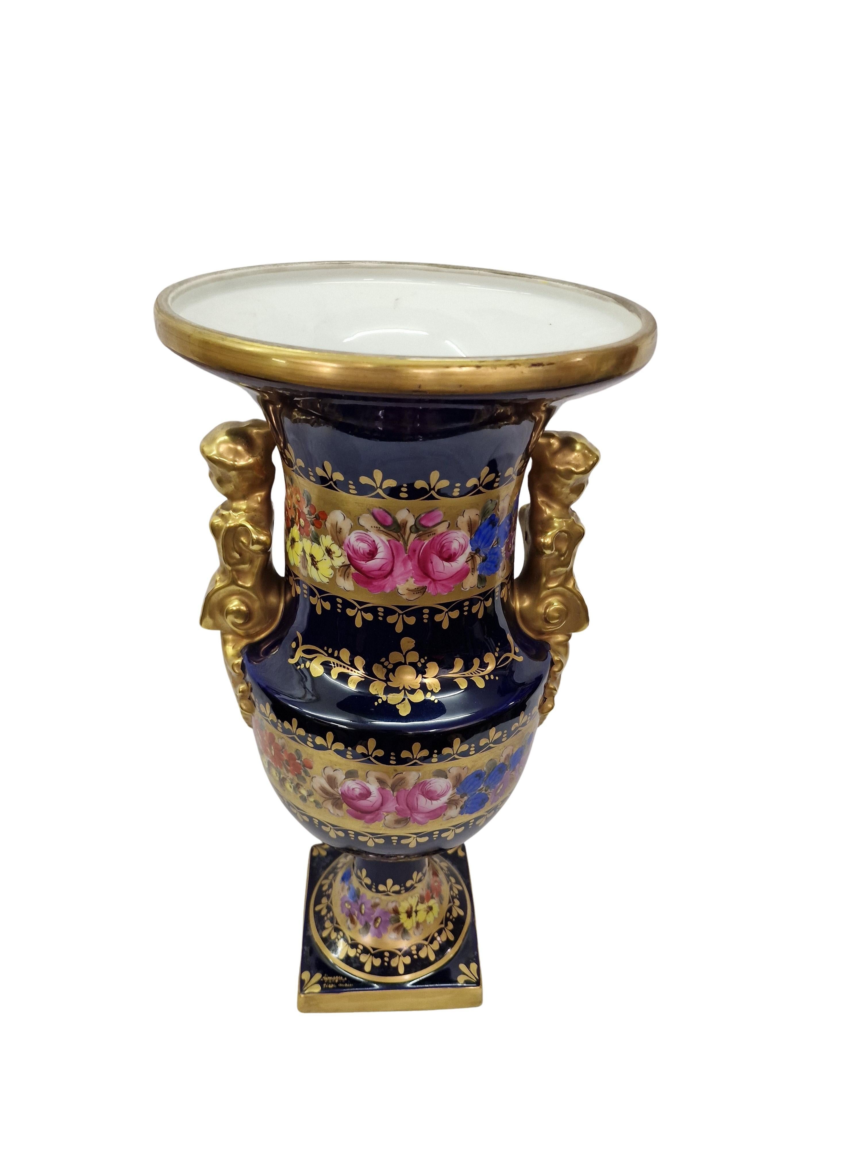 Francese vaso enorme, vaso a cratere, dipinto a mano, firmato, anni '50, Limoges, Francia in vendita