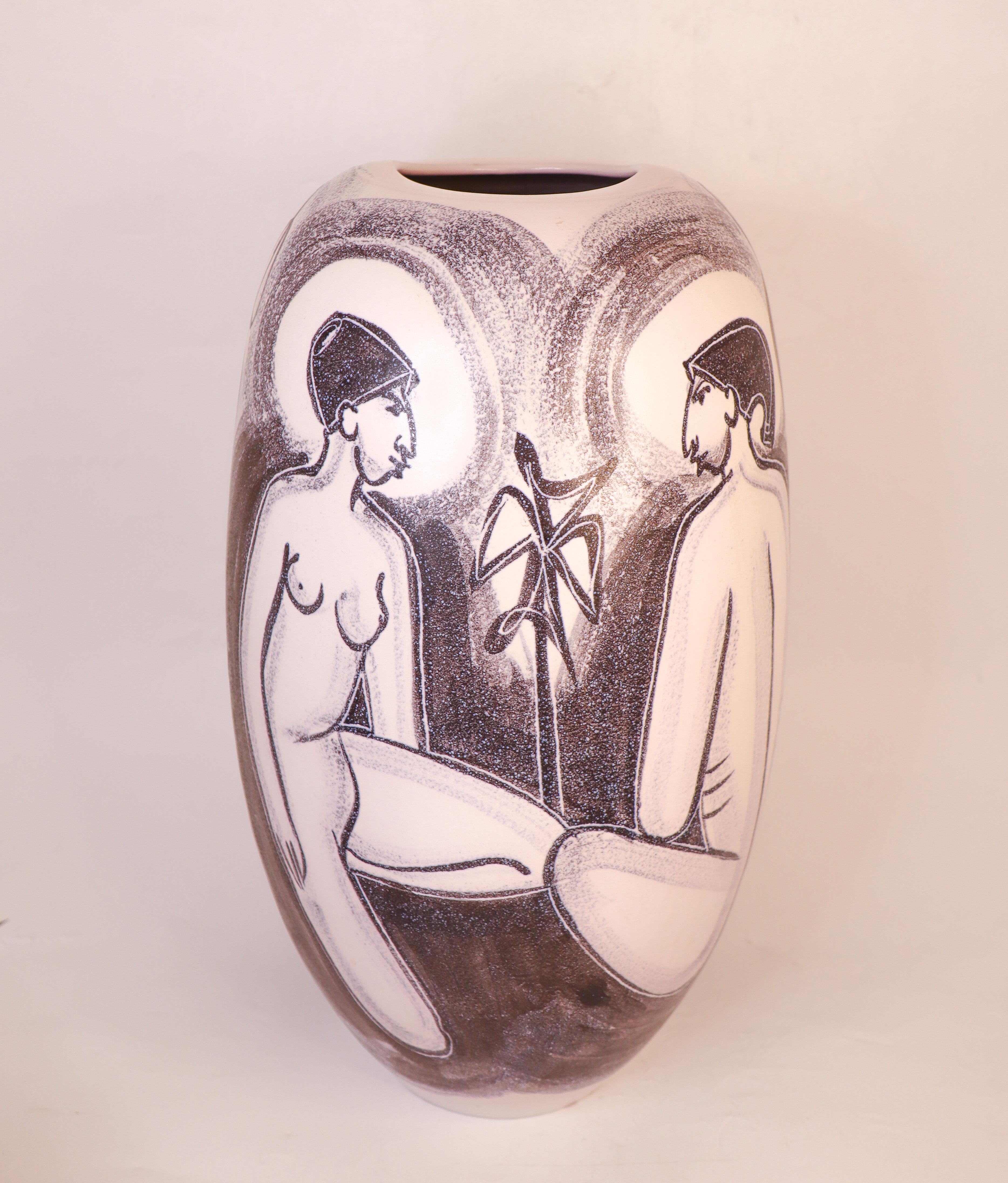 Svedese Vaso enorme - Mette Doller - Höganäs, metà del secolo scorso, svedese in vendita