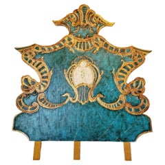 Vintage Huge Venetian Bed Headboard Peacock Turquoise WOW Factor