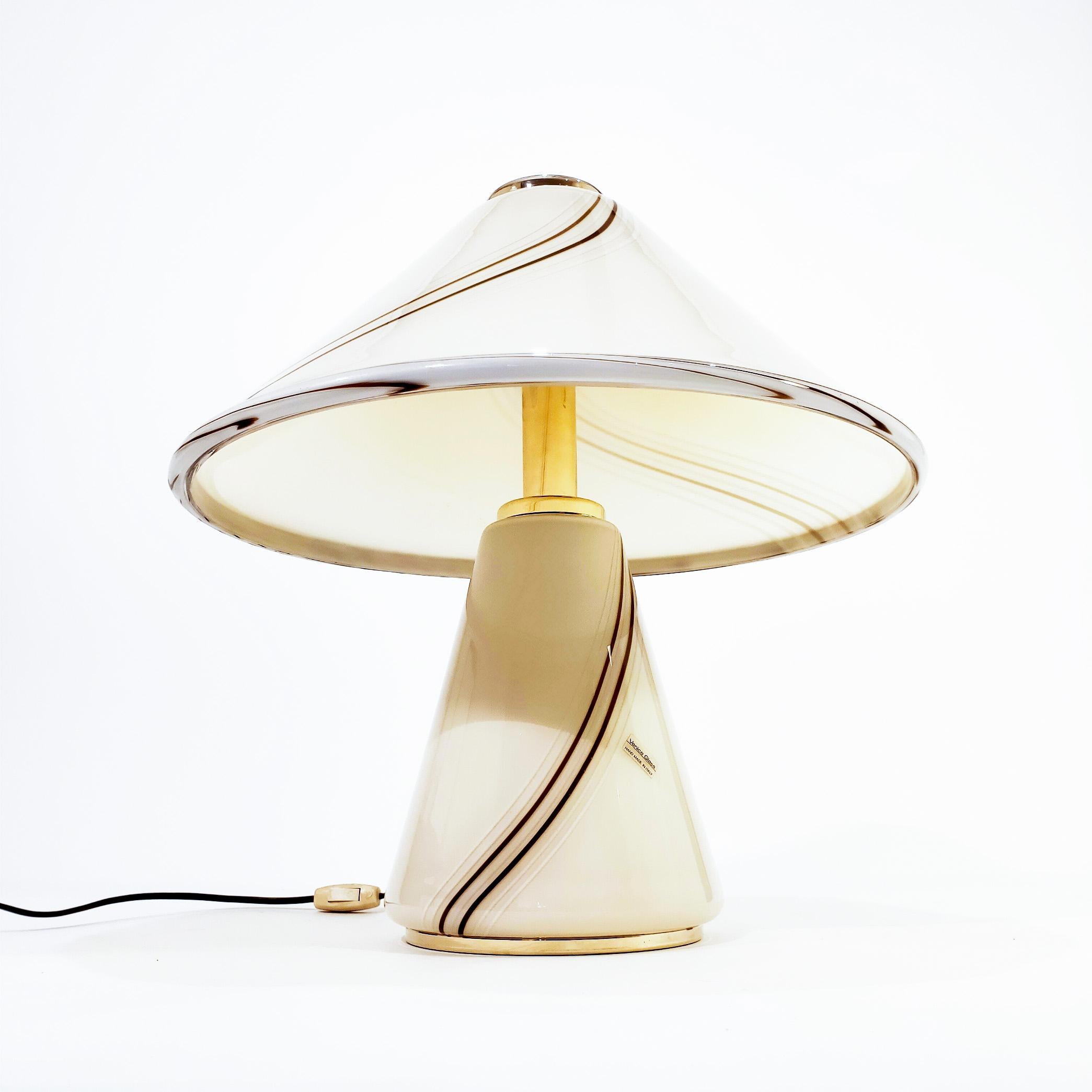Italian Huge Venini Post-Modern handl-blown murano glass table lamp. Italy, 1970s For Sale
