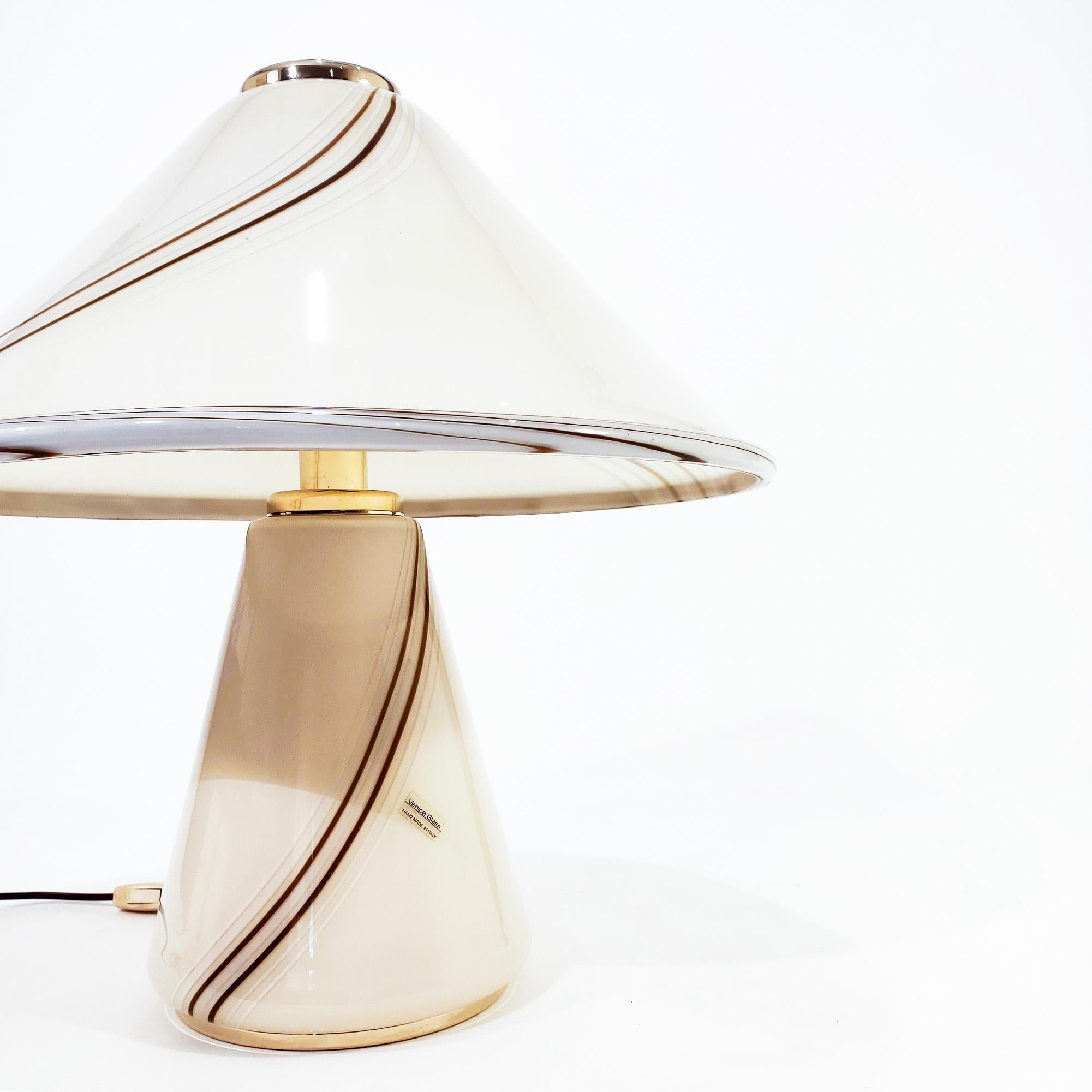 Hand-Crafted Huge Venini Post-Modern handl-blown murano glass table lamp. Italy, 1970s For Sale