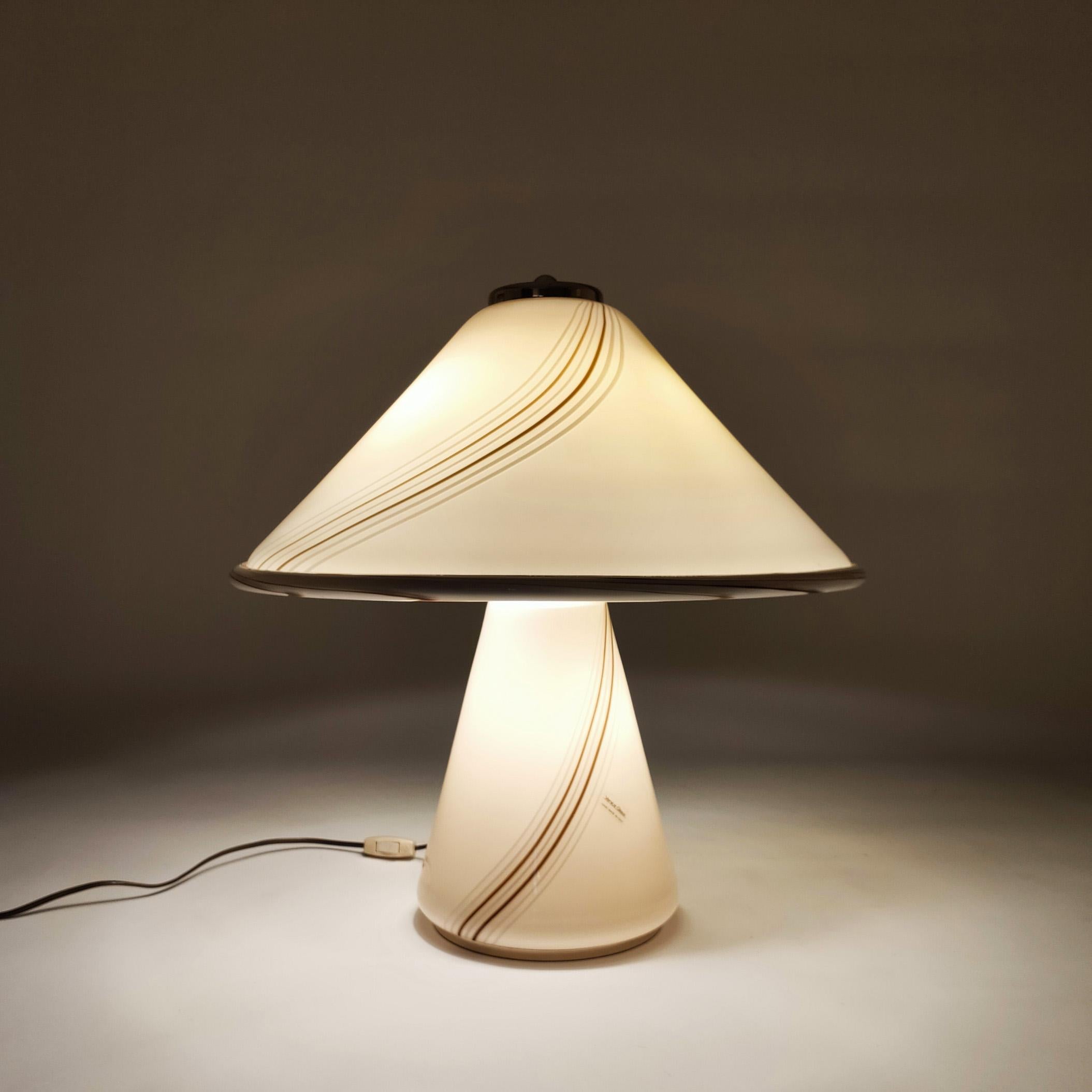 Metal Huge Venini Post-Modern handl-blown murano glass table lamp. Italy, 1970s For Sale
