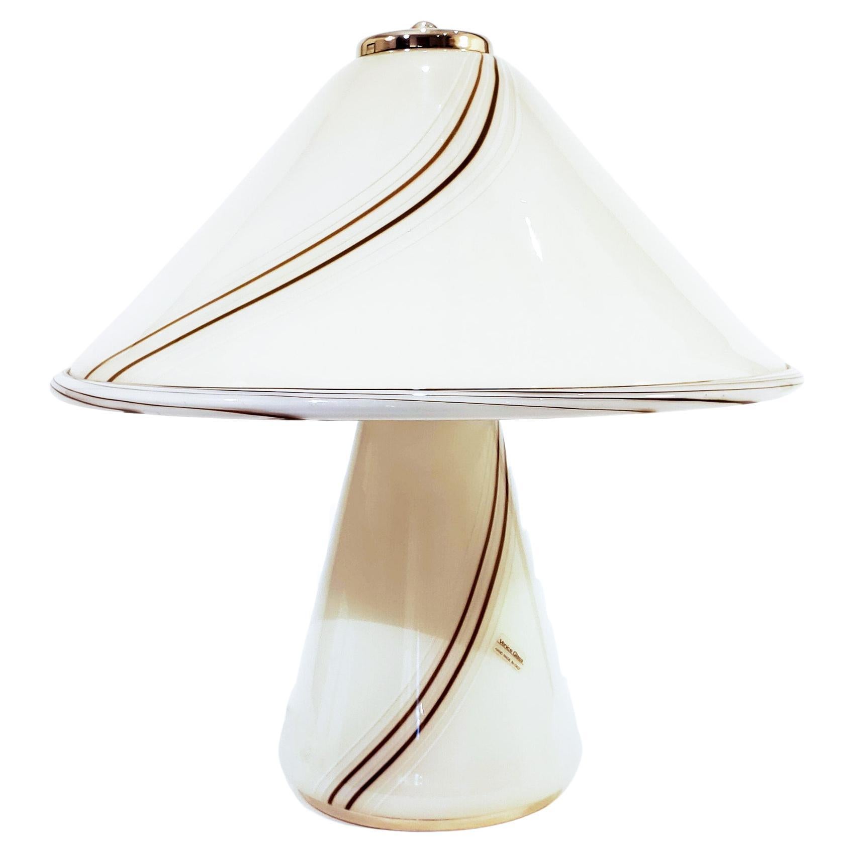 Huge Venini Post-Modern handl-blown murano glass table lamp. Italy, 1970s For Sale