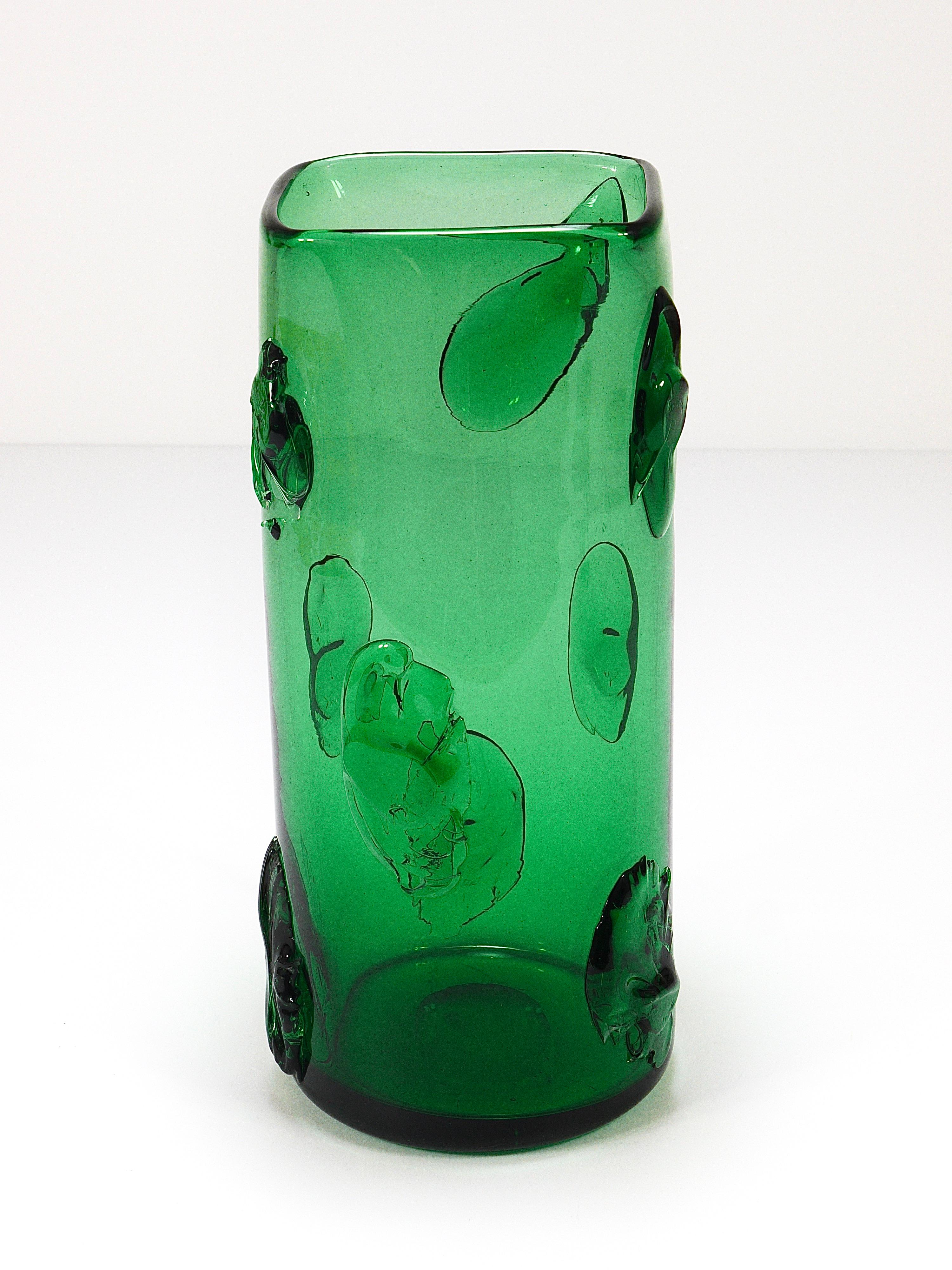Italian Huge Vetro Verde di Empoli Green Glass Vase, Italy, 1960s For Sale