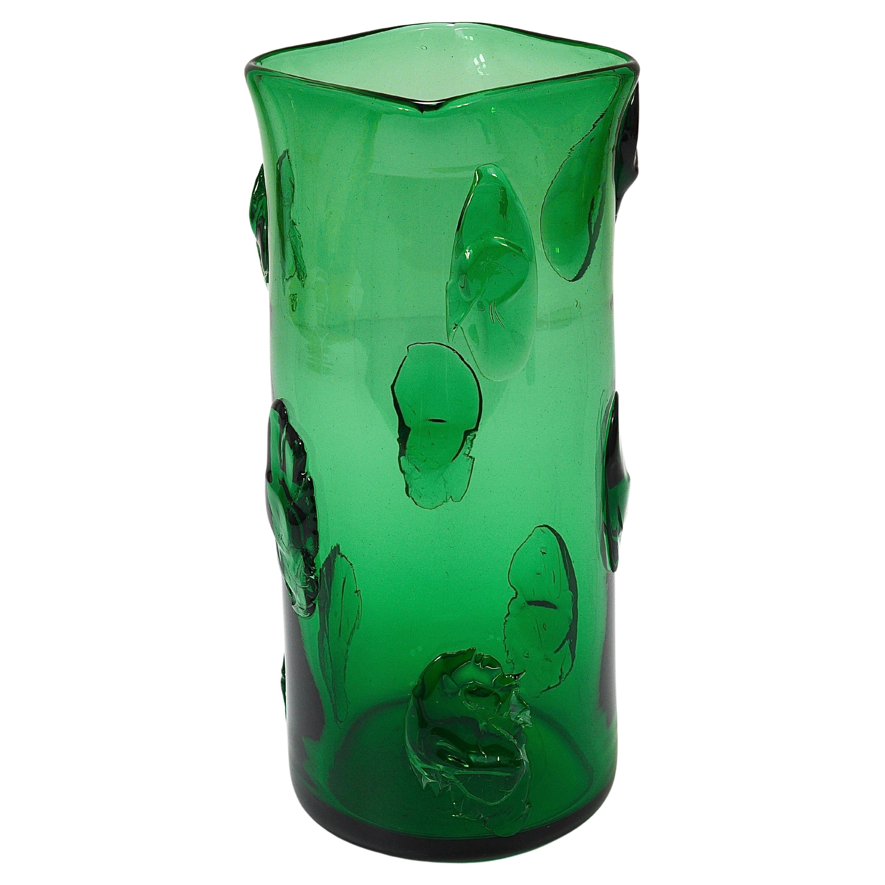 Huge Vetro Verde di Empoli Green Glass Vase, Italy, 1960s For Sale