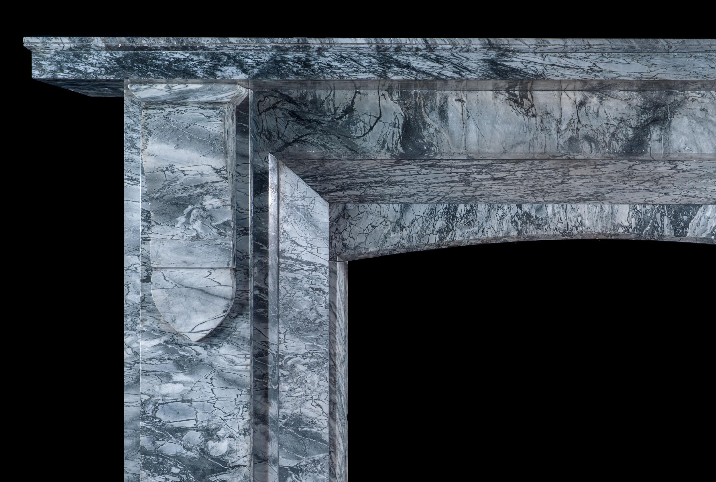 Early Victorian Huge Victorian Bardiglio Fiorito 19th Century Marble Fireplace For Sale