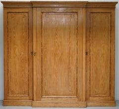 Huge Victorian Breakfront Pine Wardrobe Built in Chest of Drawers Linen Shelves