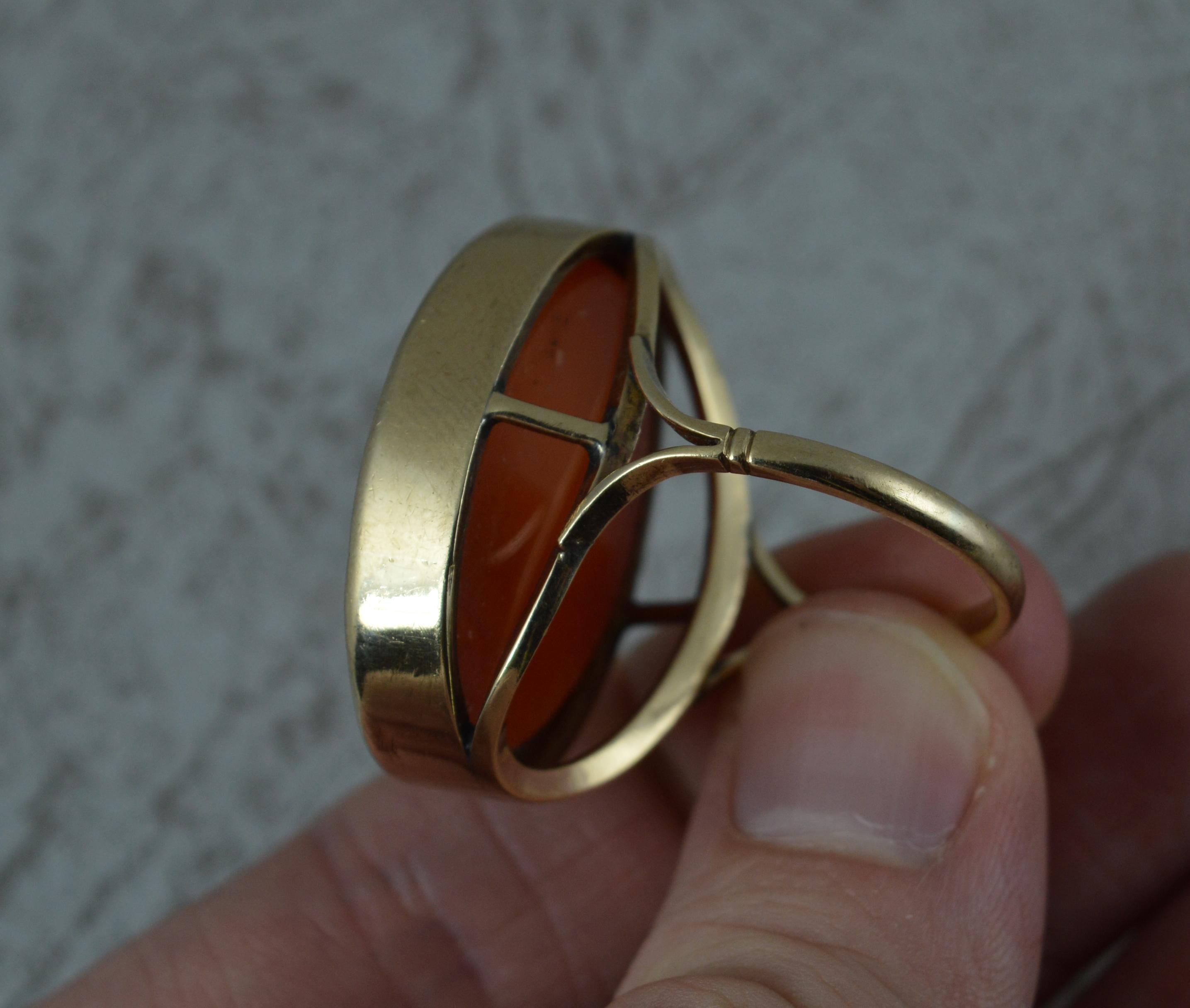 Women's Huge Victorian Carnelian Intaglio and 9 Carat Gold Signet Intaglio Seal Ring