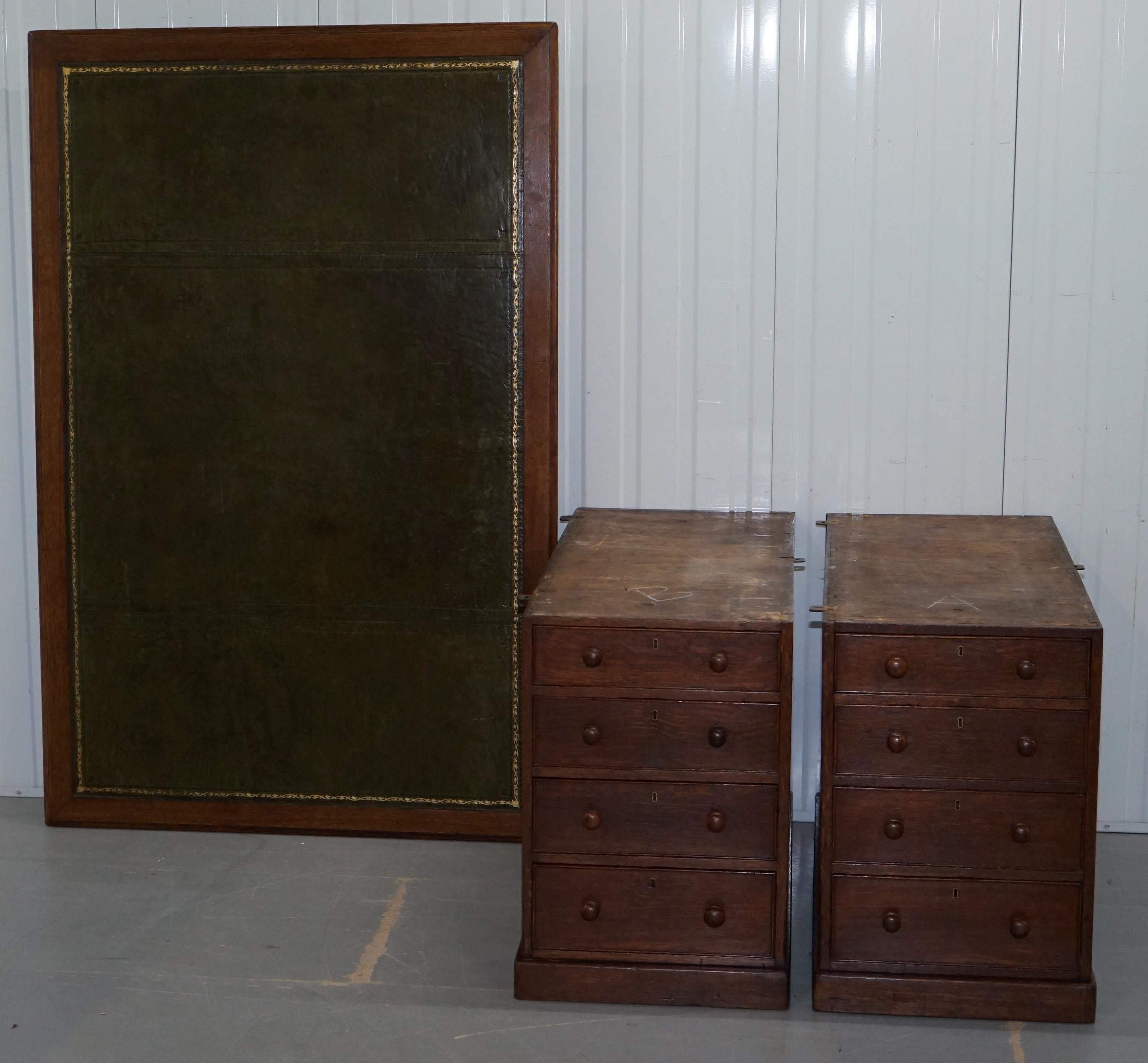 Huge Victorian Double Sided 8 Drawer 2 Cupboard Mahogany Leather Writing Desk 14