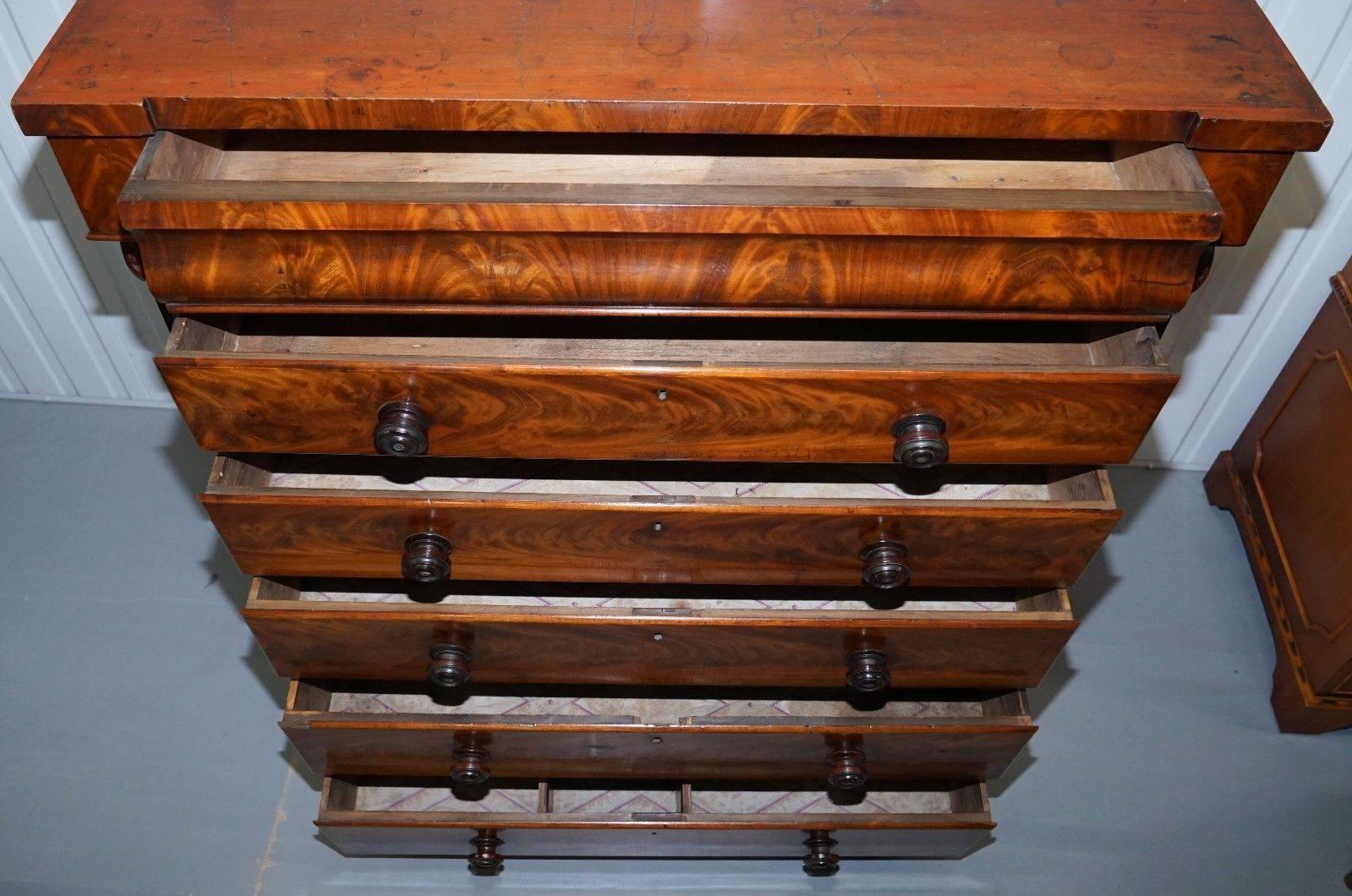 Huge Victorian Flamed Mahogany Chest of Drawers Handmade Absolutely Stunning 2