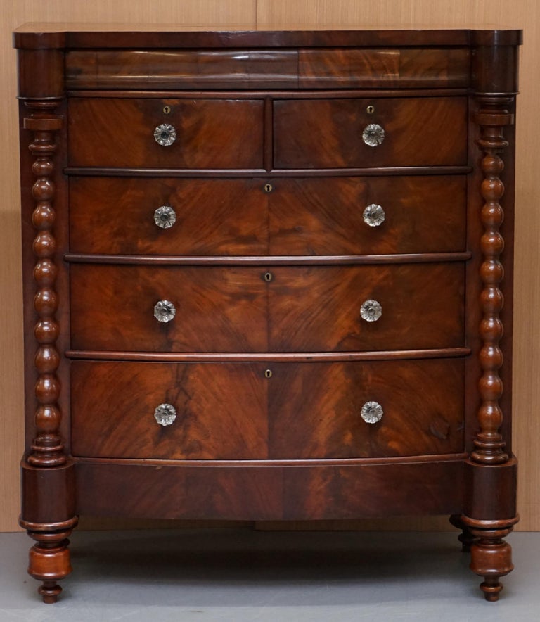Huge Victorian Flamed Mahogany Scottish Chest Of Drawers Massive