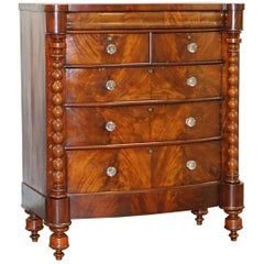 Antique Huge Victorian Flamed Mahogany Scottish Chest of Drawers Massive Storage Space