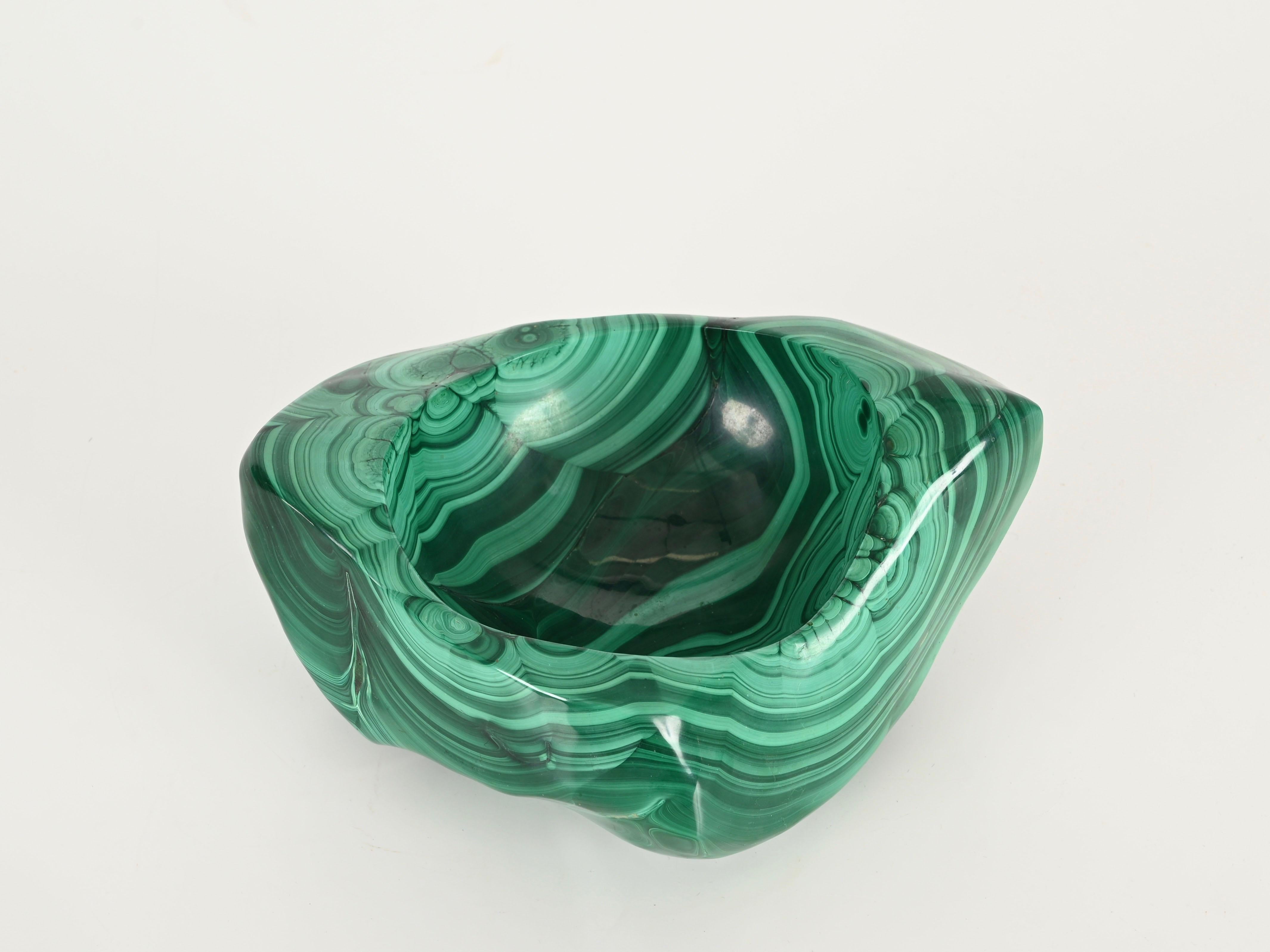 Vide-Poche ou bol en marbre italien vert malachite, Italie, années 1970 en vente 8