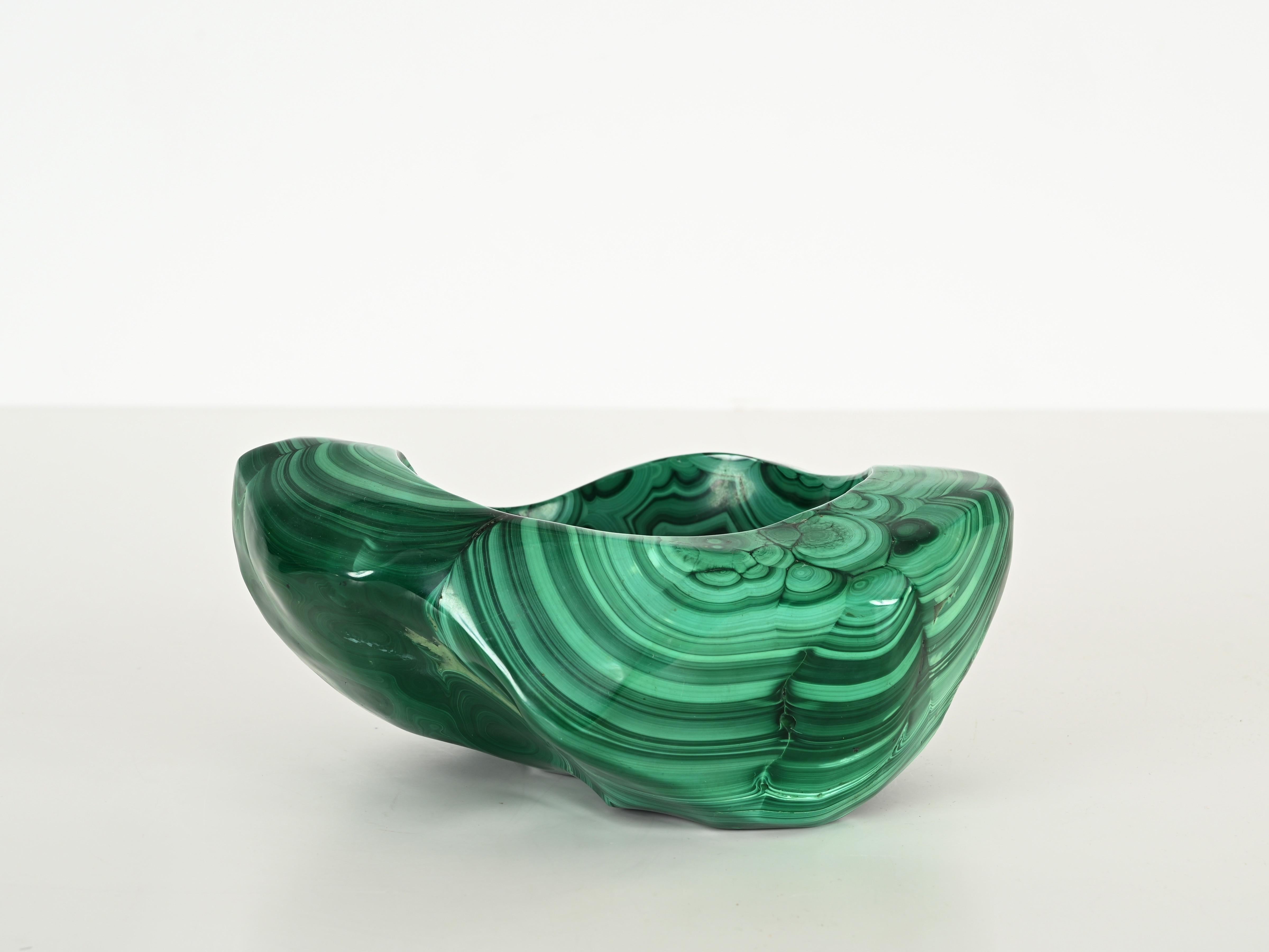 Vide-Poche ou bol en marbre italien vert malachite, Italie, années 1970 en vente 9