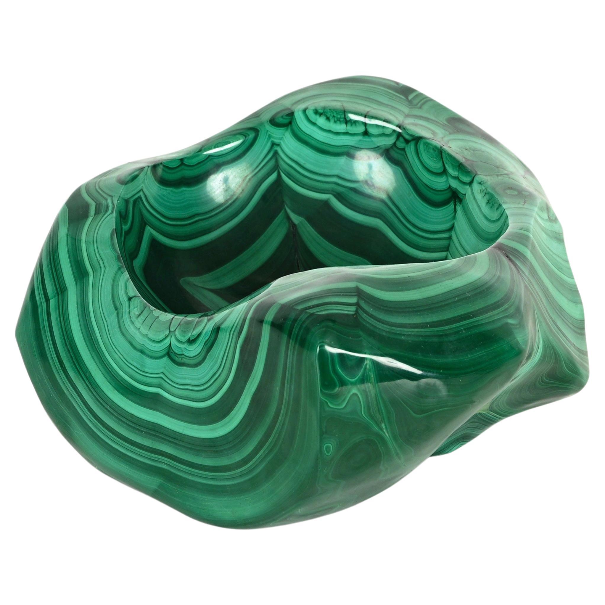 Vide-Poche ou bol en marbre italien vert malachite, Italie, années 1970 en vente 3
