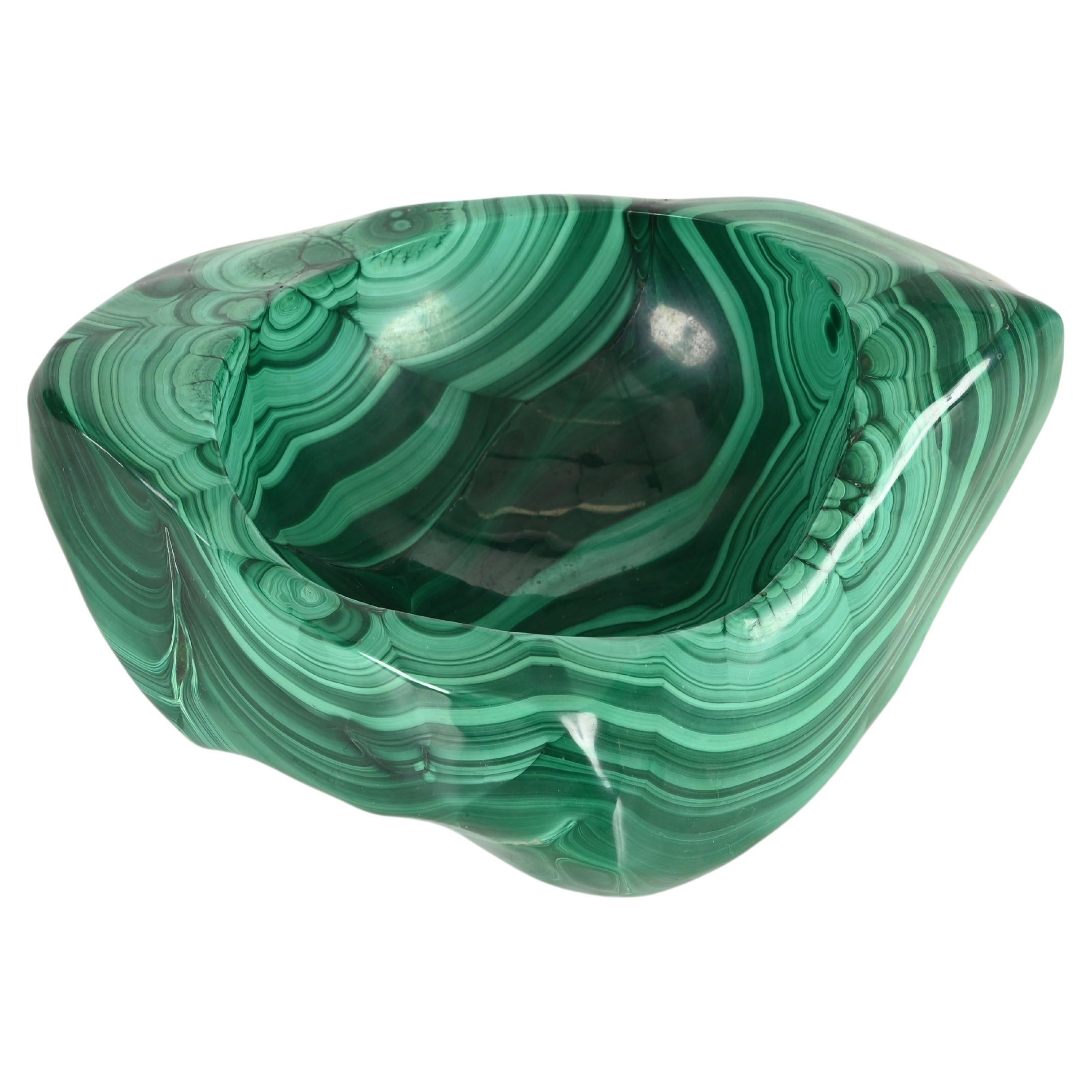 Vide-Poche ou bol en marbre italien vert malachite, Italie, années 1970 en vente