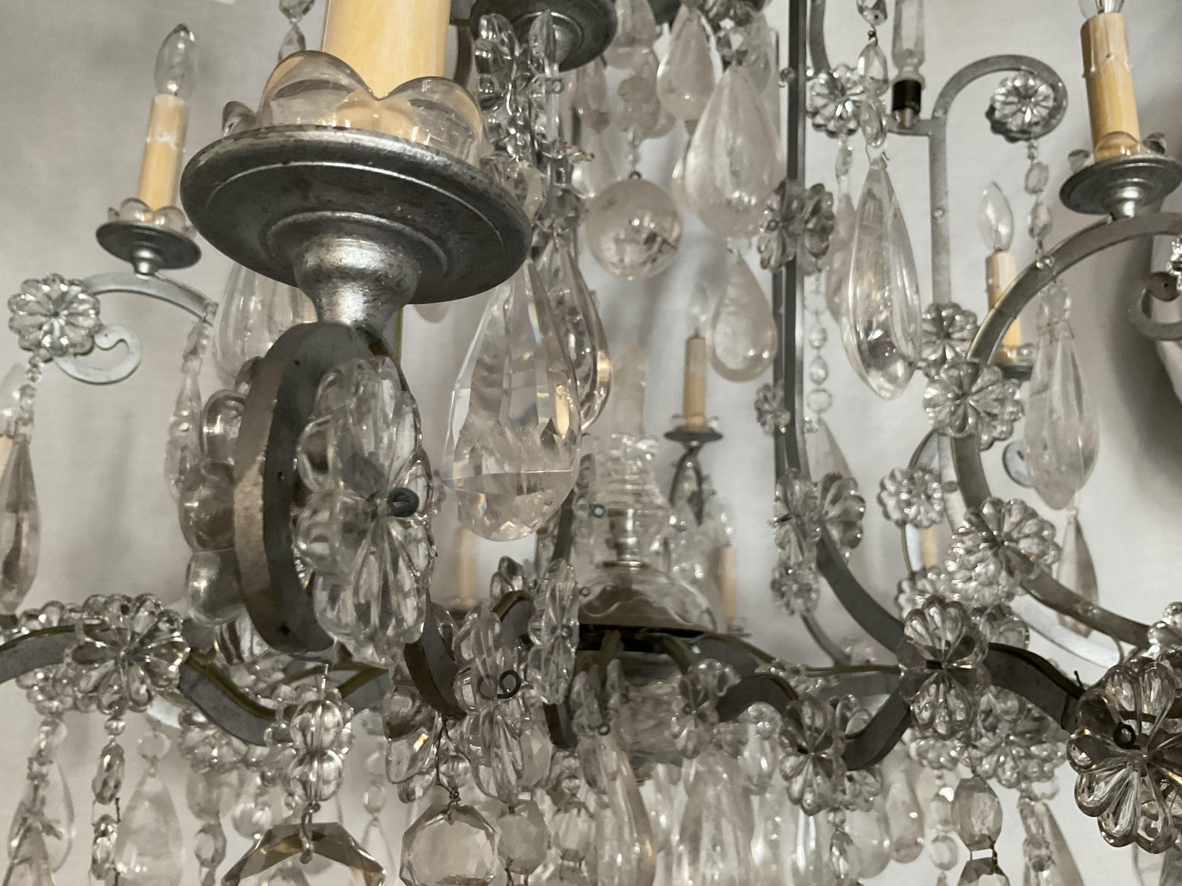 Huge Vinatge Rock Crystal French Chandelier For Sale 4