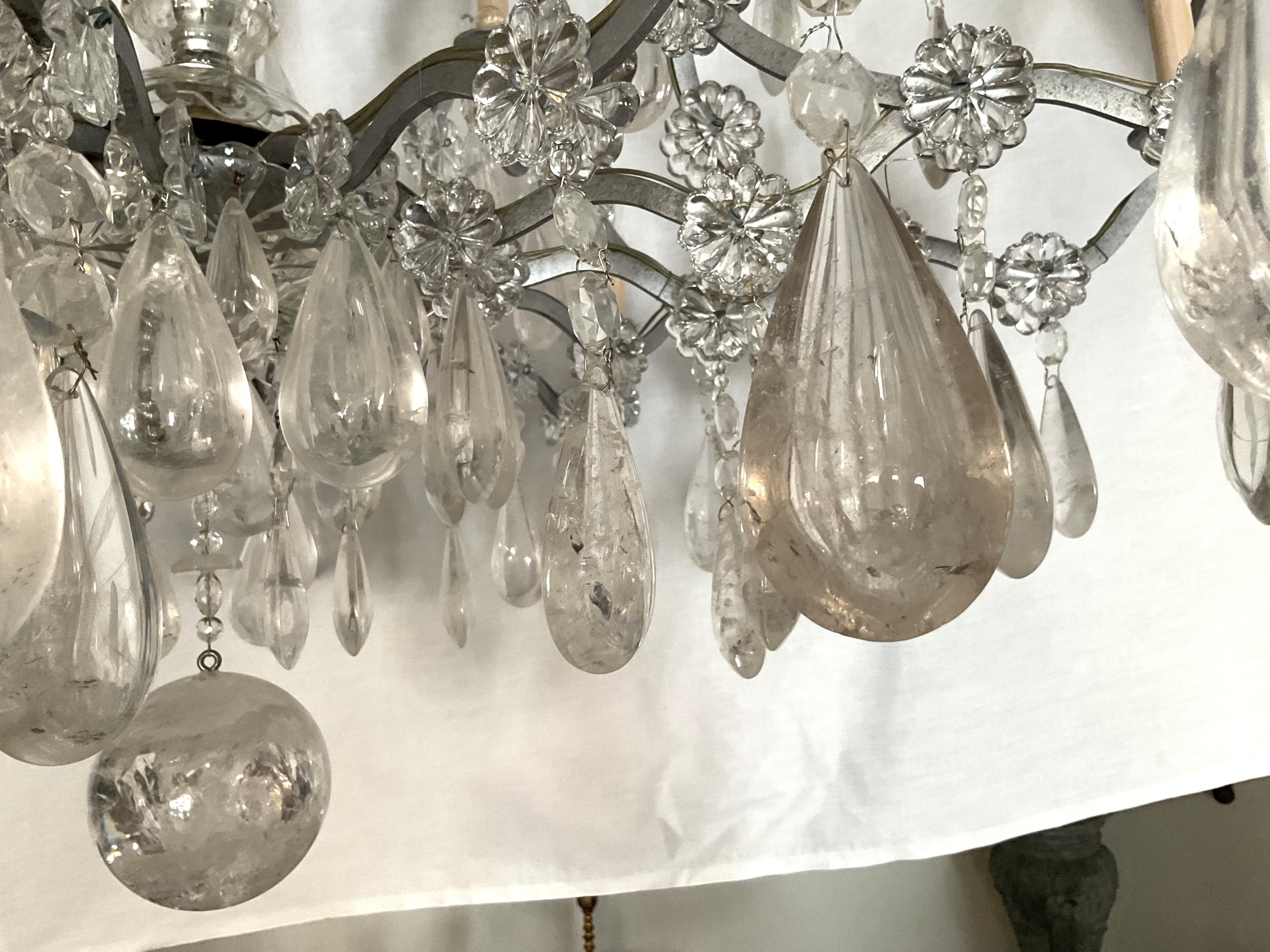 Huge Vinatge Rock Crystal French Chandelier For Sale 5