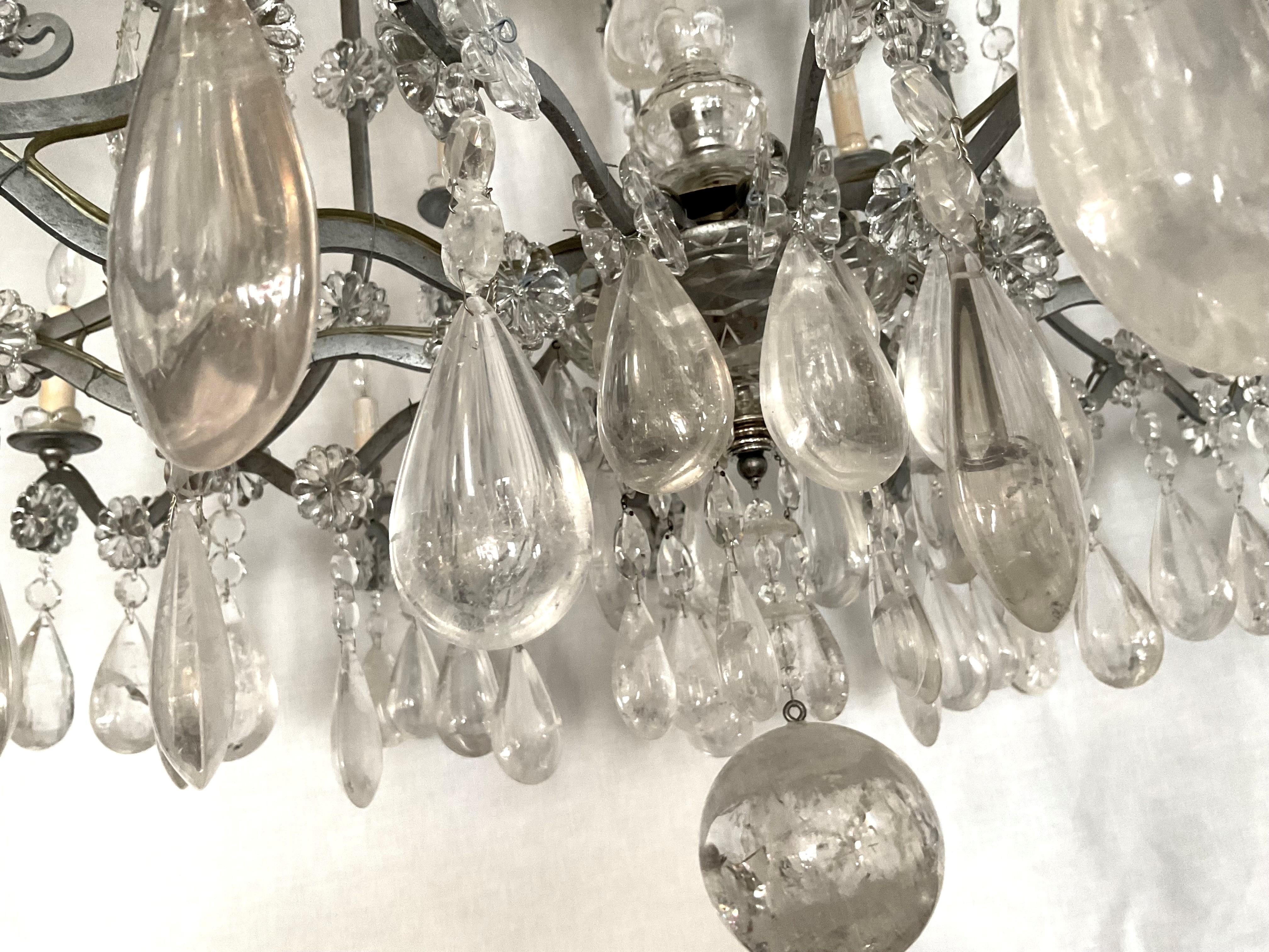 Huge Vinatge Rock Crystal French Chandelier For Sale 6