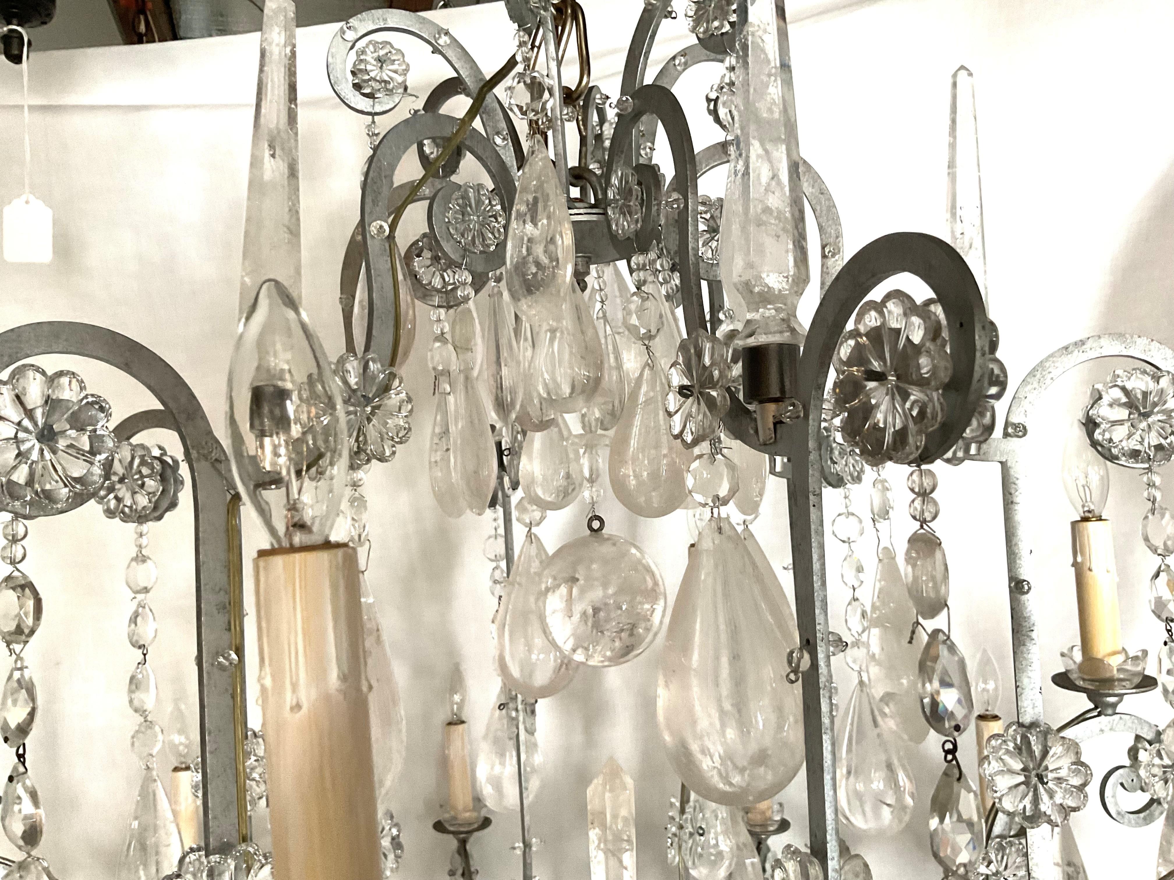 Huge Vinatge Rock Crystal French Chandelier For Sale 7