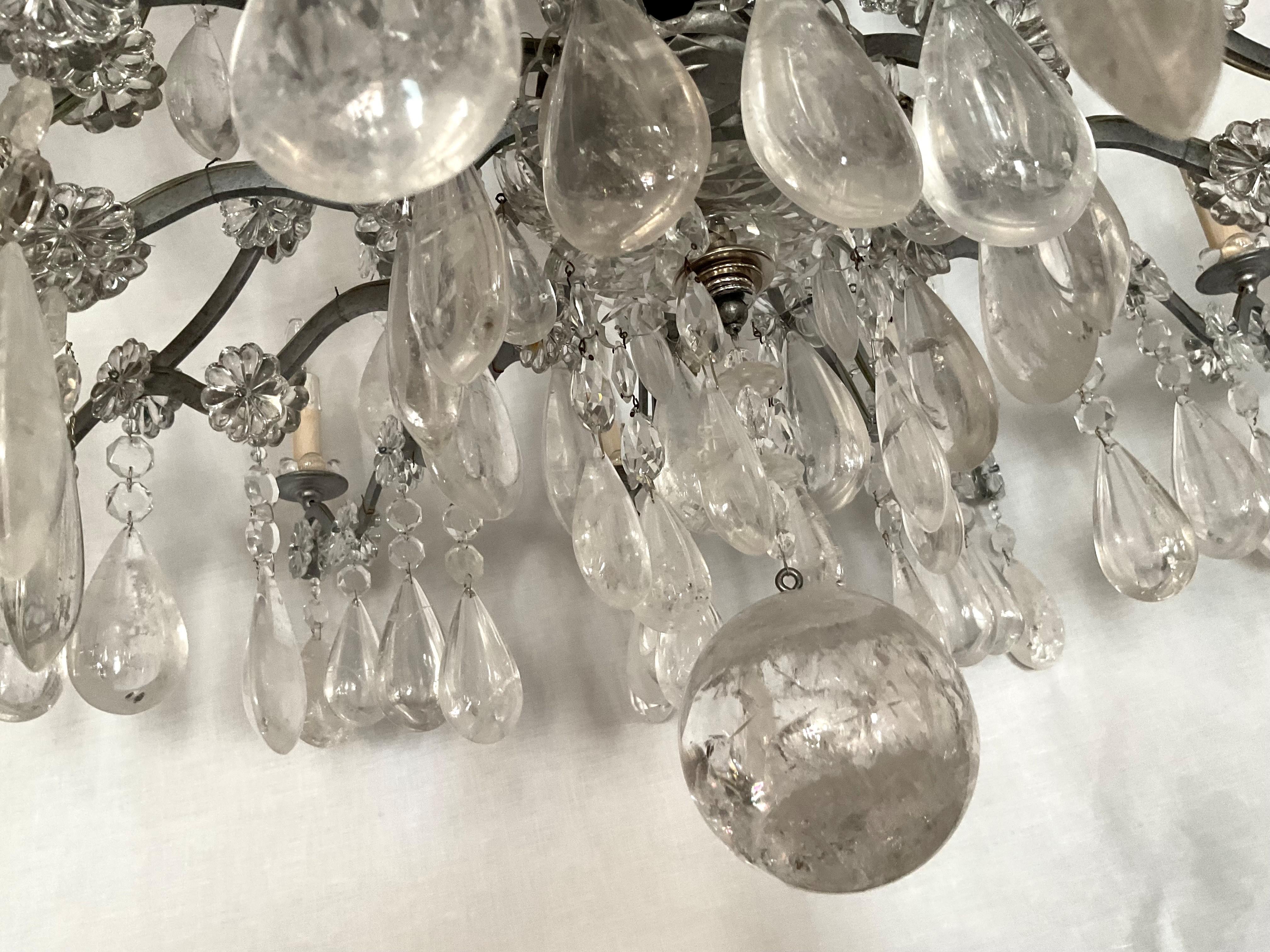 Huge Vinatge Rock Crystal French Chandelier For Sale 8