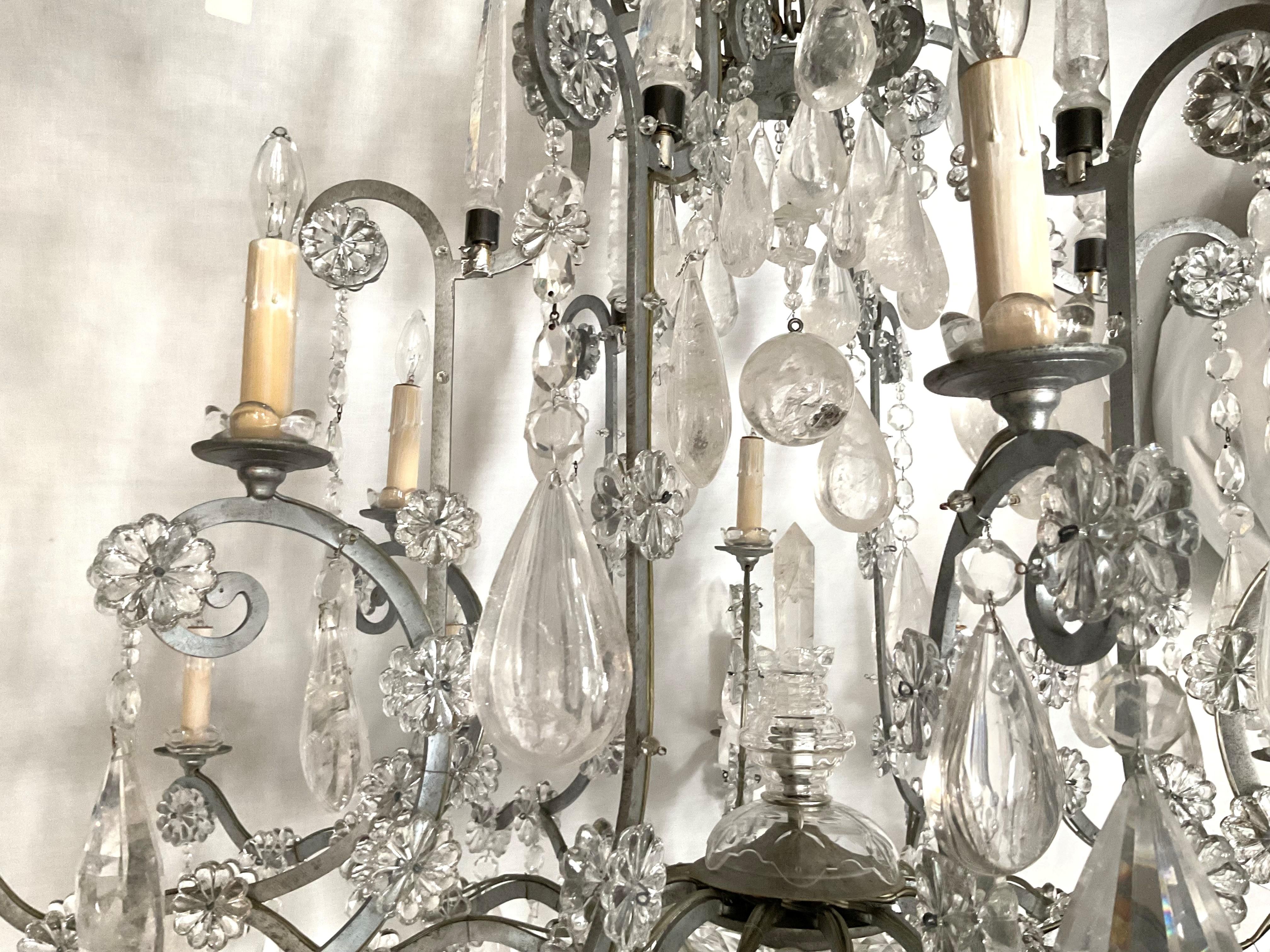 Huge Vinatge Rock Crystal French Chandelier For Sale 9