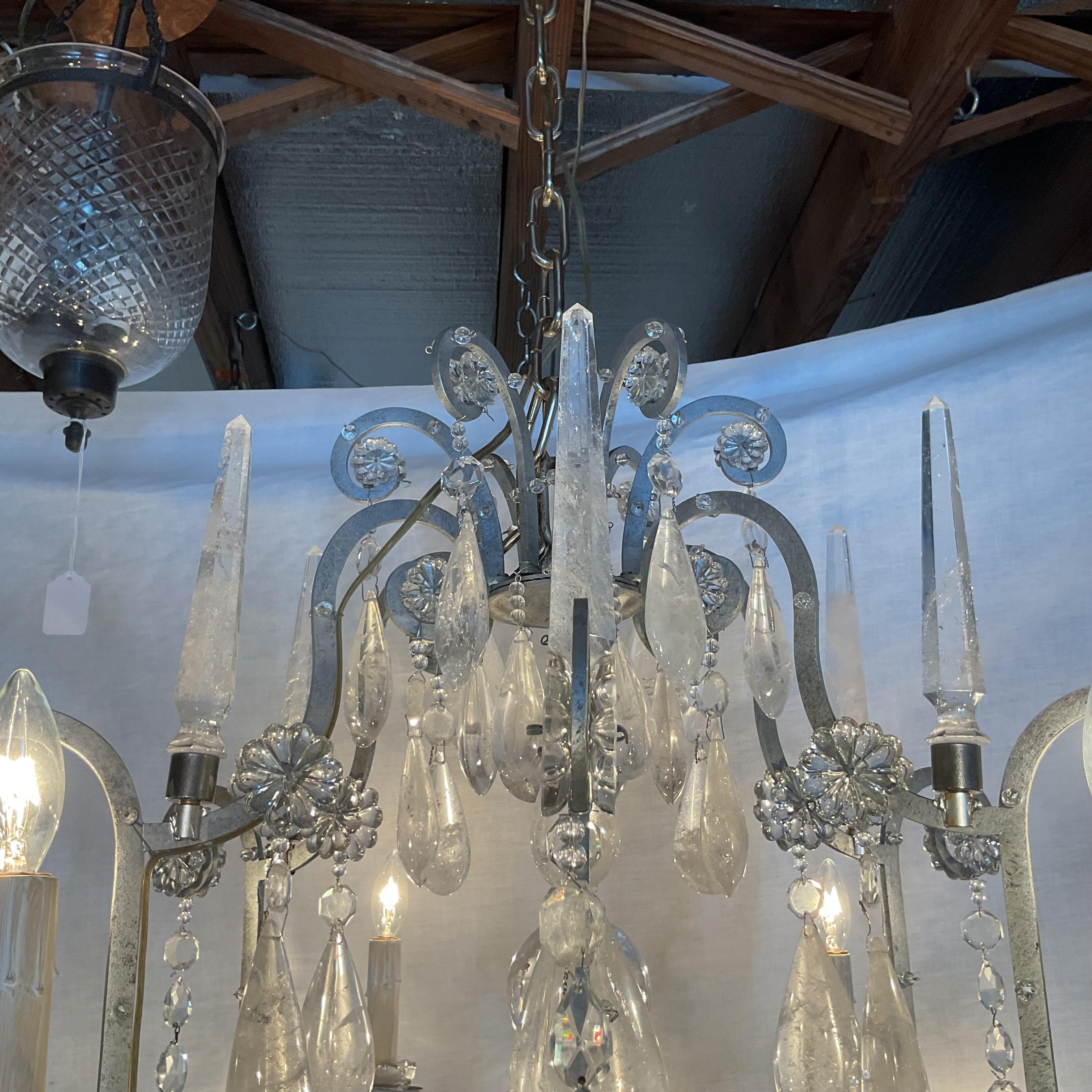 Huge Vinatge Rock Crystal French Chandelier For Sale 1