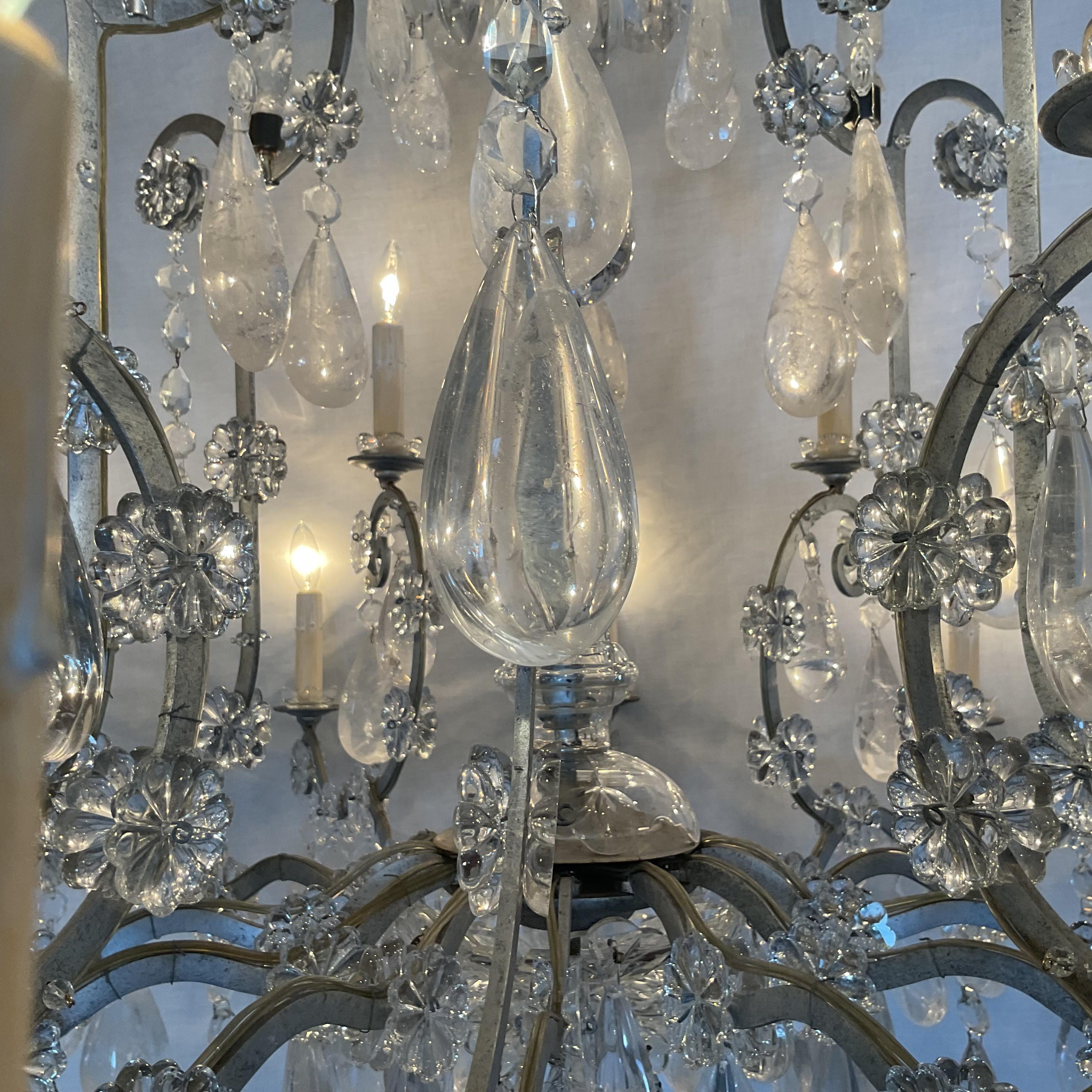 Huge Vinatge Rock Crystal French Chandelier For Sale 2