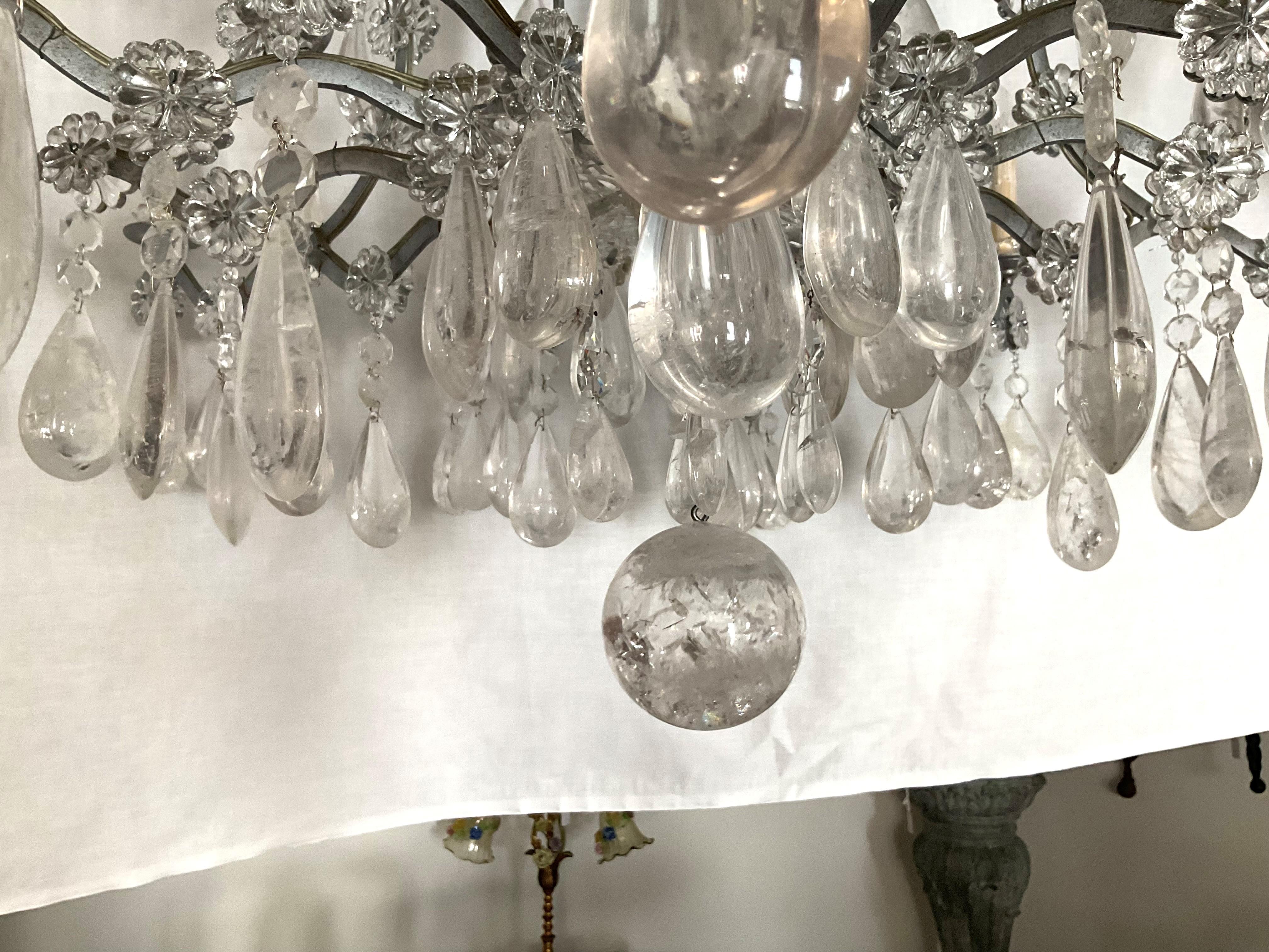 Huge Vinatge Rock Crystal French Chandelier For Sale 3