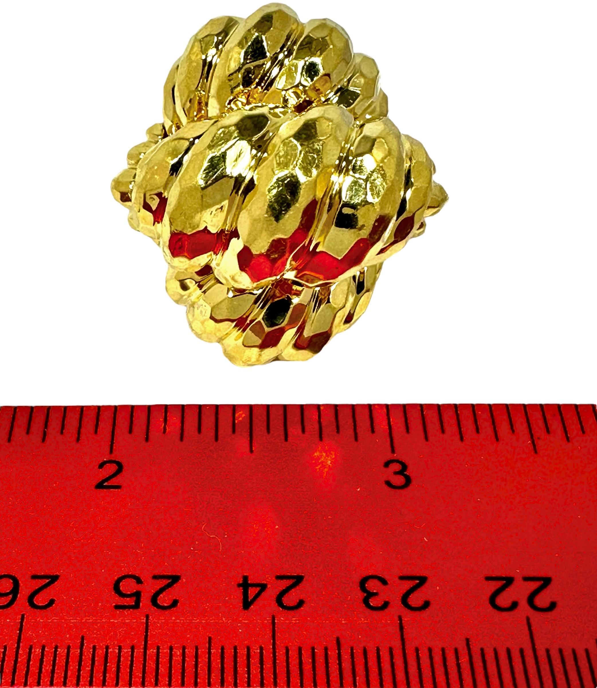 Huge Vintage 18k Yellow Gold Henry Dunay Hammered Dome Ring 1 3/8 Inches Long 3