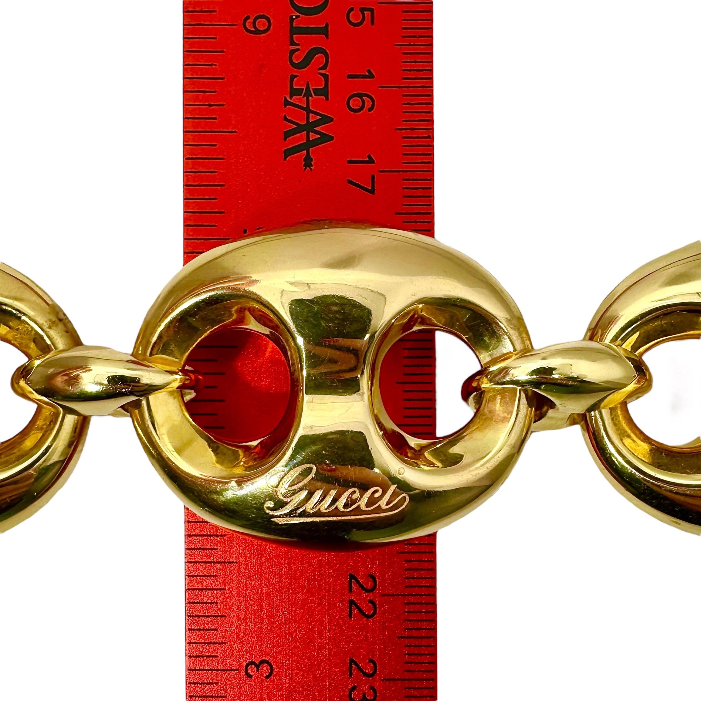 Huge Vintage 18K Yellow Gold Mariner Link Bracelet By Gucci 3