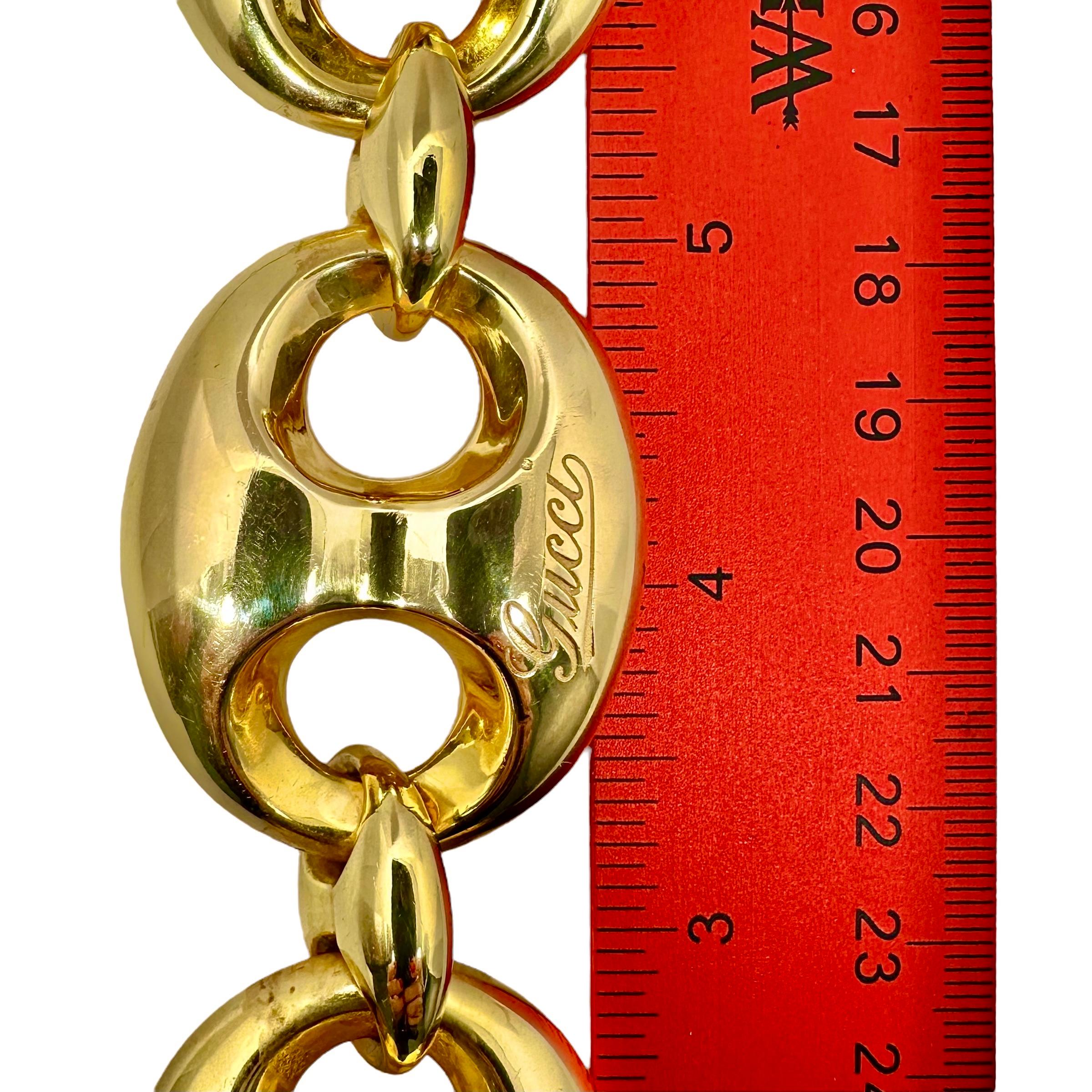 Huge Vintage 18K Yellow Gold Mariner Link Bracelet By Gucci 4
