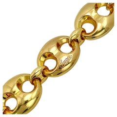 Huge Vintage 18K Yellow Gold Mariner Link Bracelet By Gucci